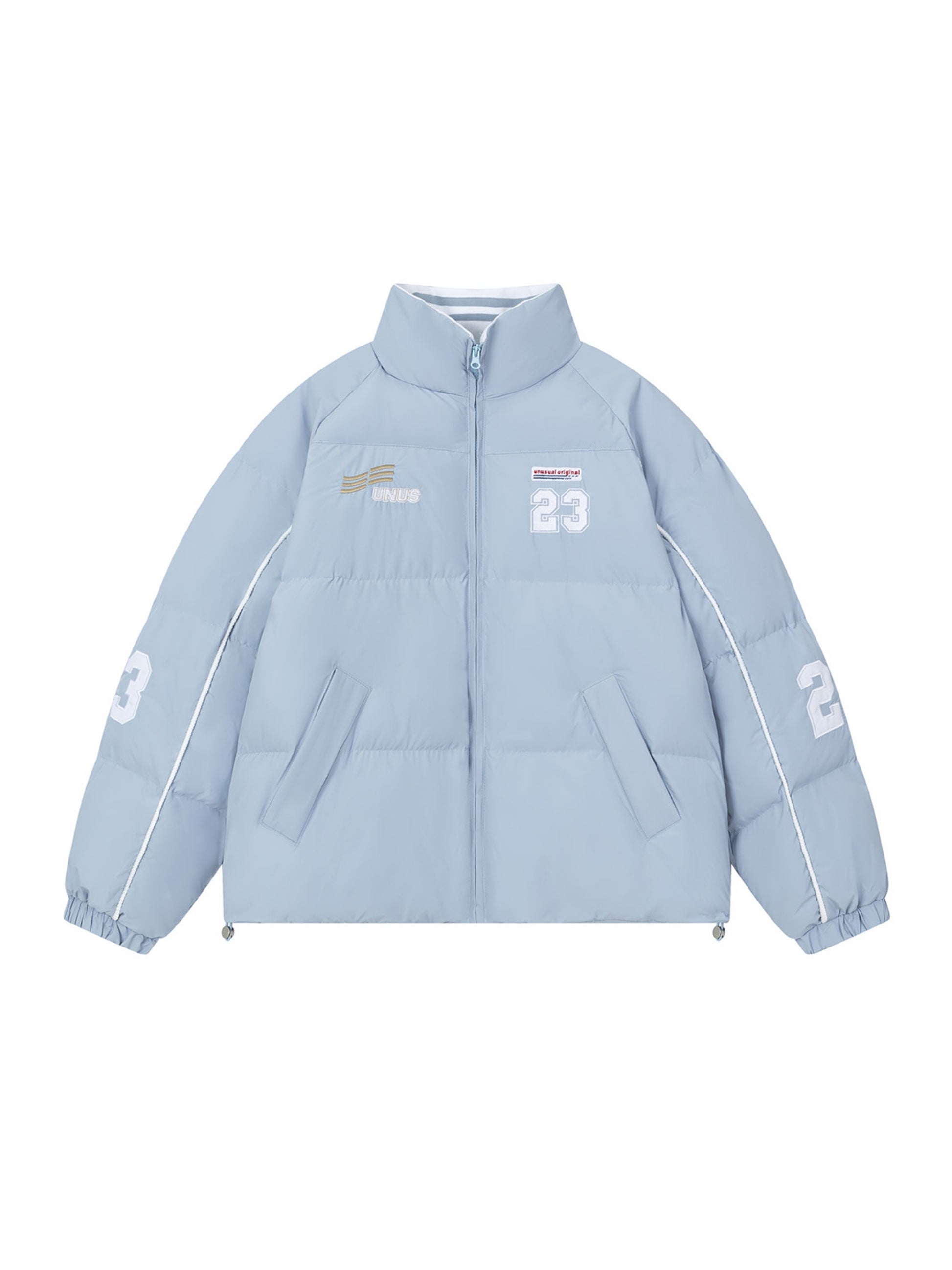 Vintage Alphabet Embroidery Zip-Up Coat