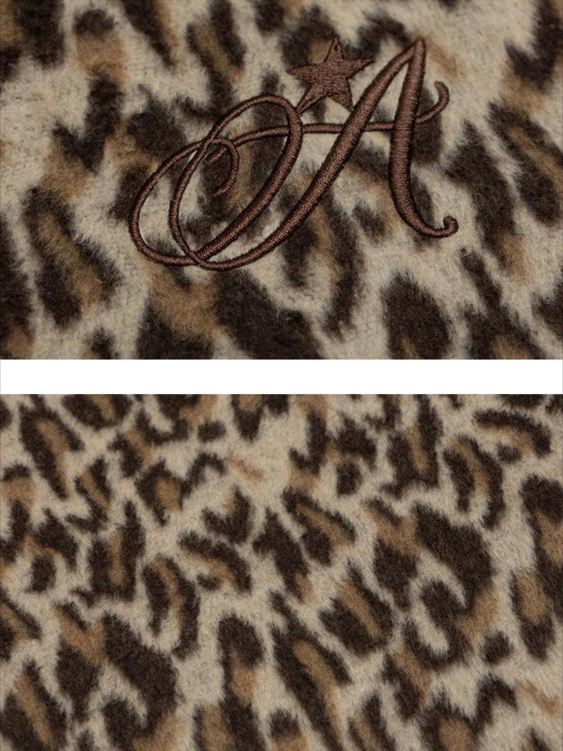 Retro Leopard Print PU Leather Baseball Jacket