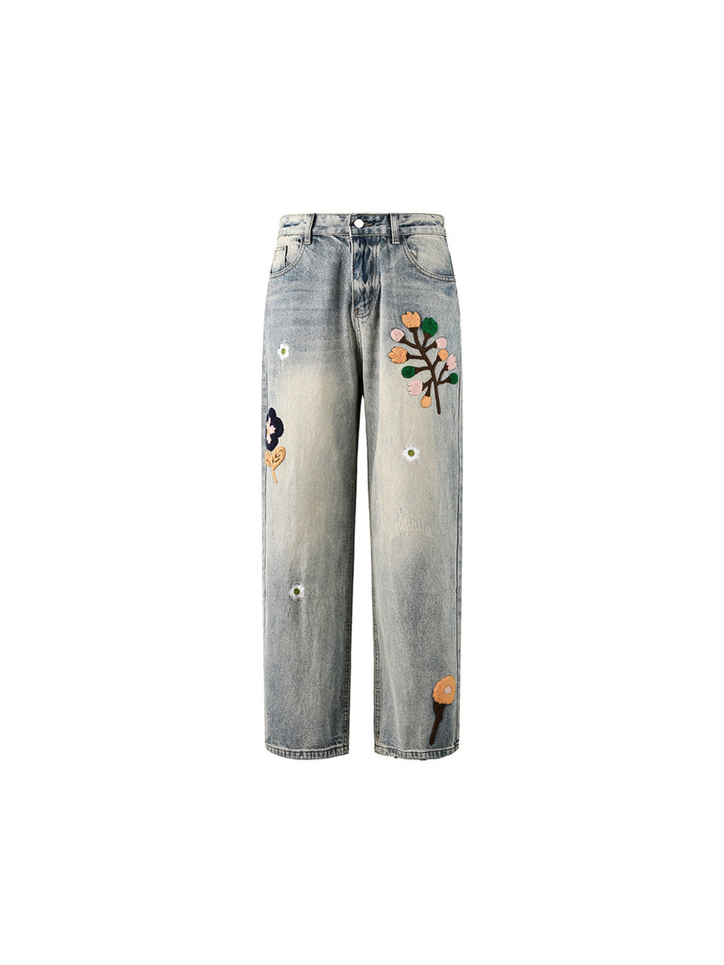 Vintage Floral Towel Embroidered Jeans