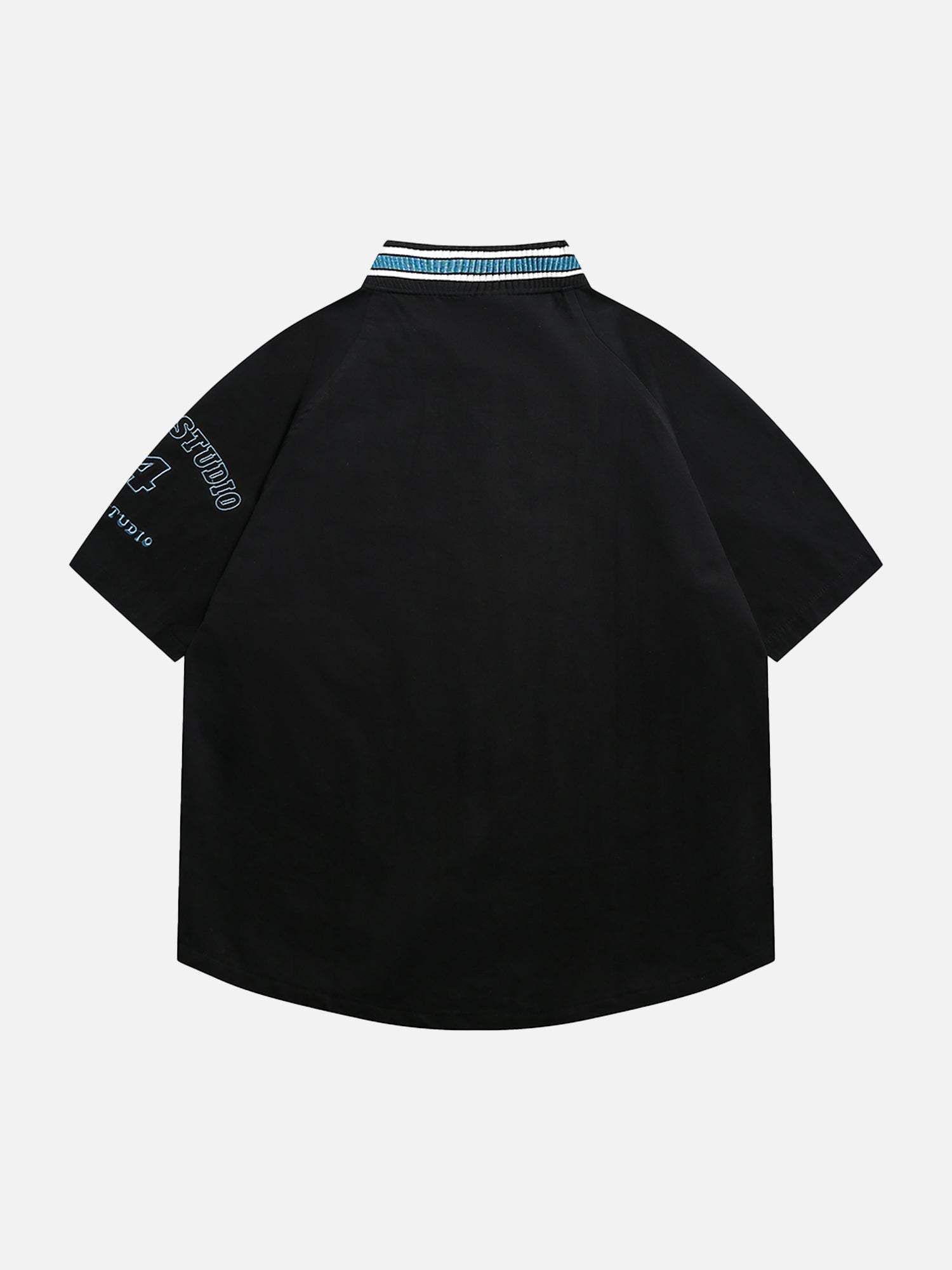 Disguisen American Retro Letter Patch Short-sleeved Shirt