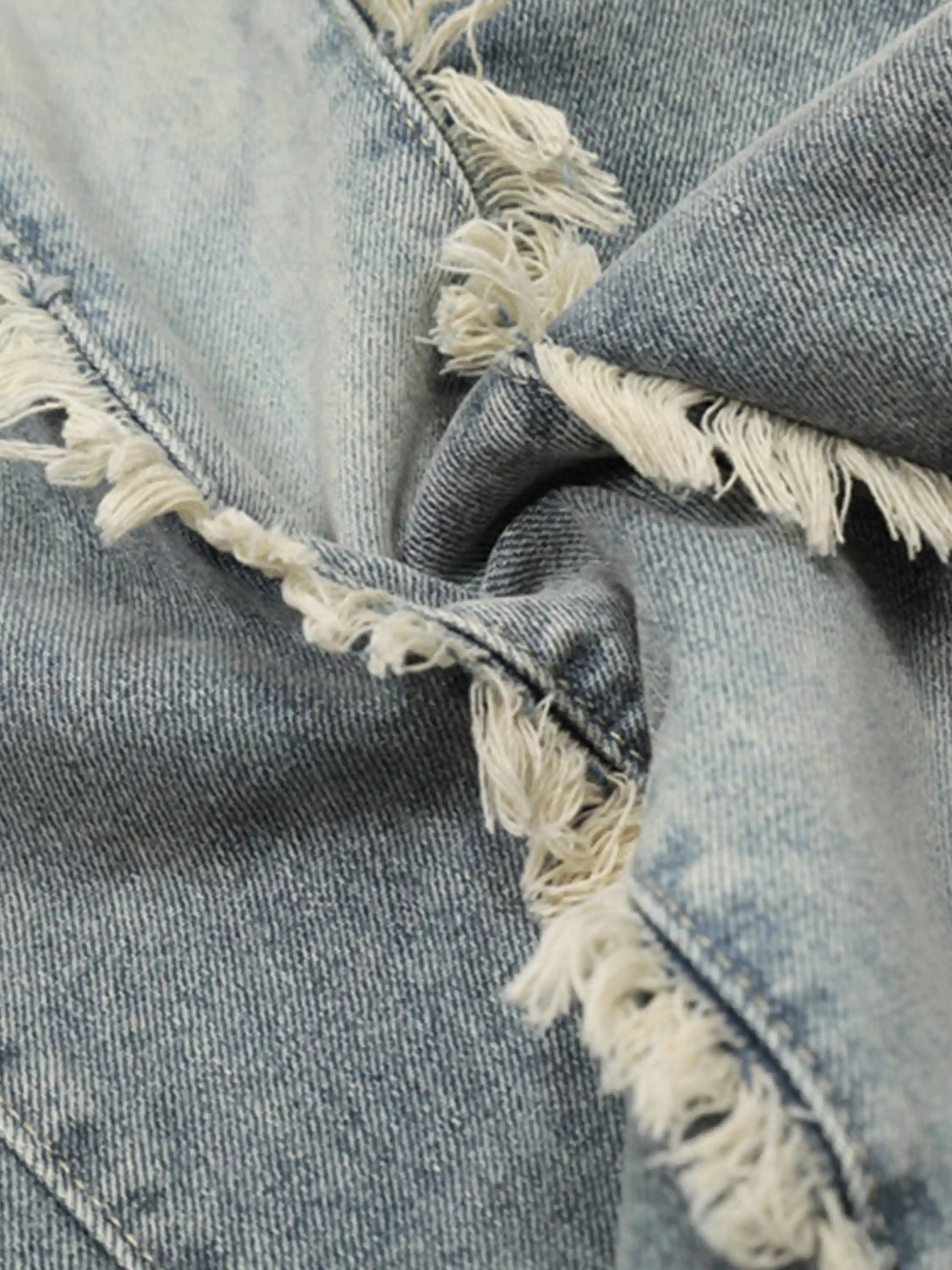 Vintage Fringed Raw-edge Jeans