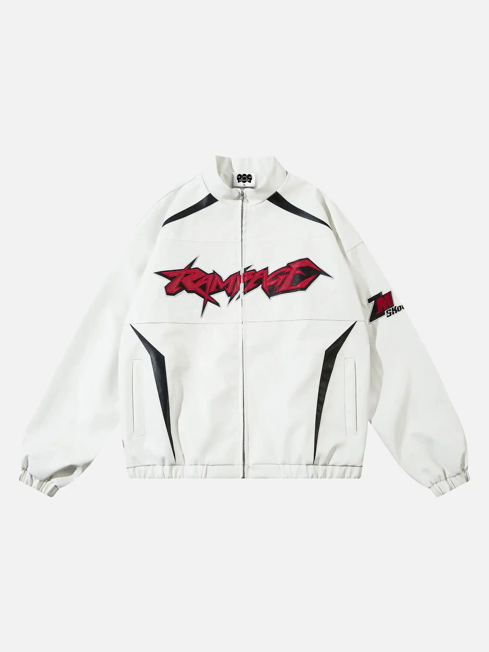 Disguisen Hip-Hop Street Biker Embroidered Leather Jacket