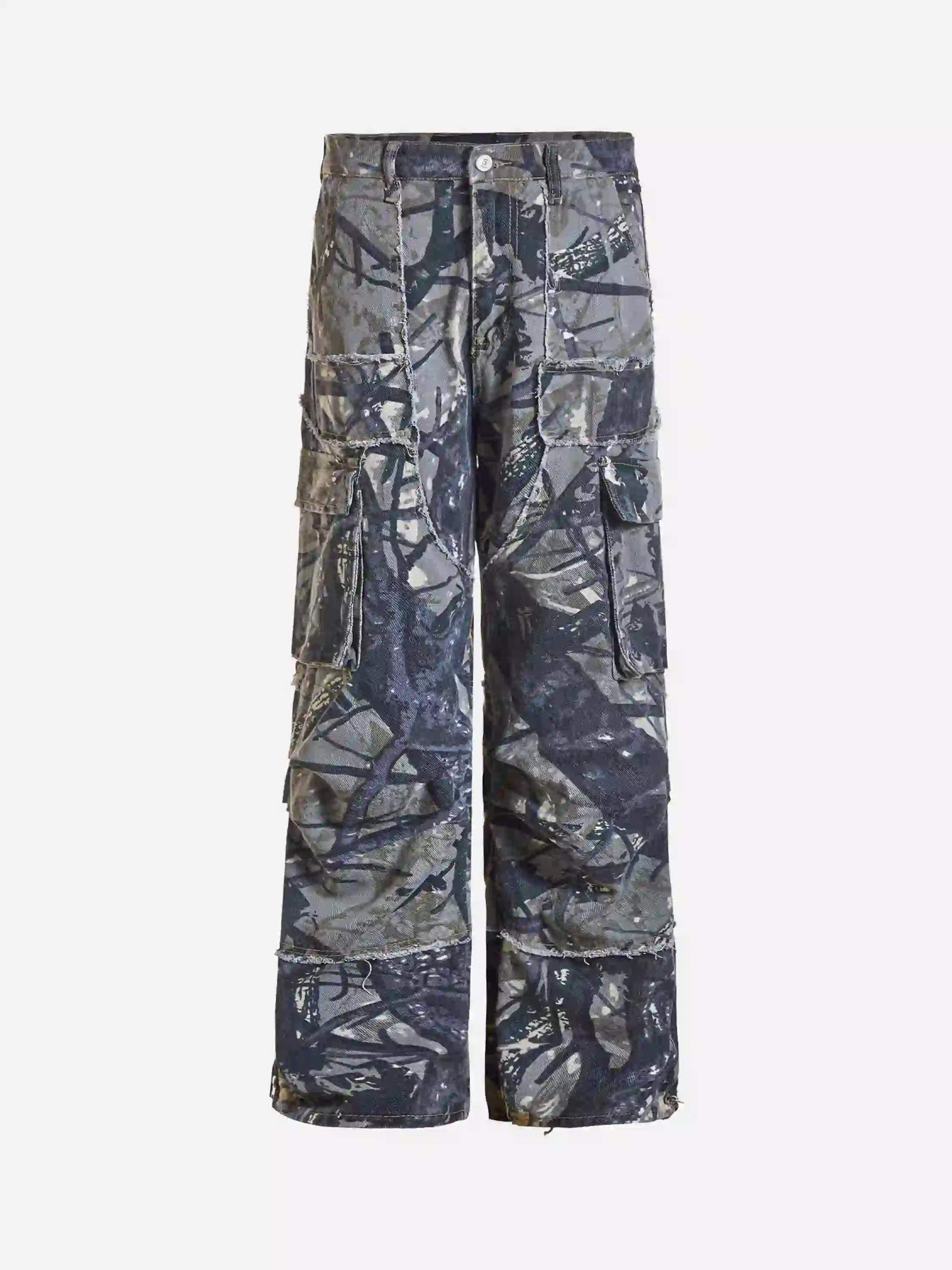Disguisen Hip Hop Branch Camouflage Zipper Overalls