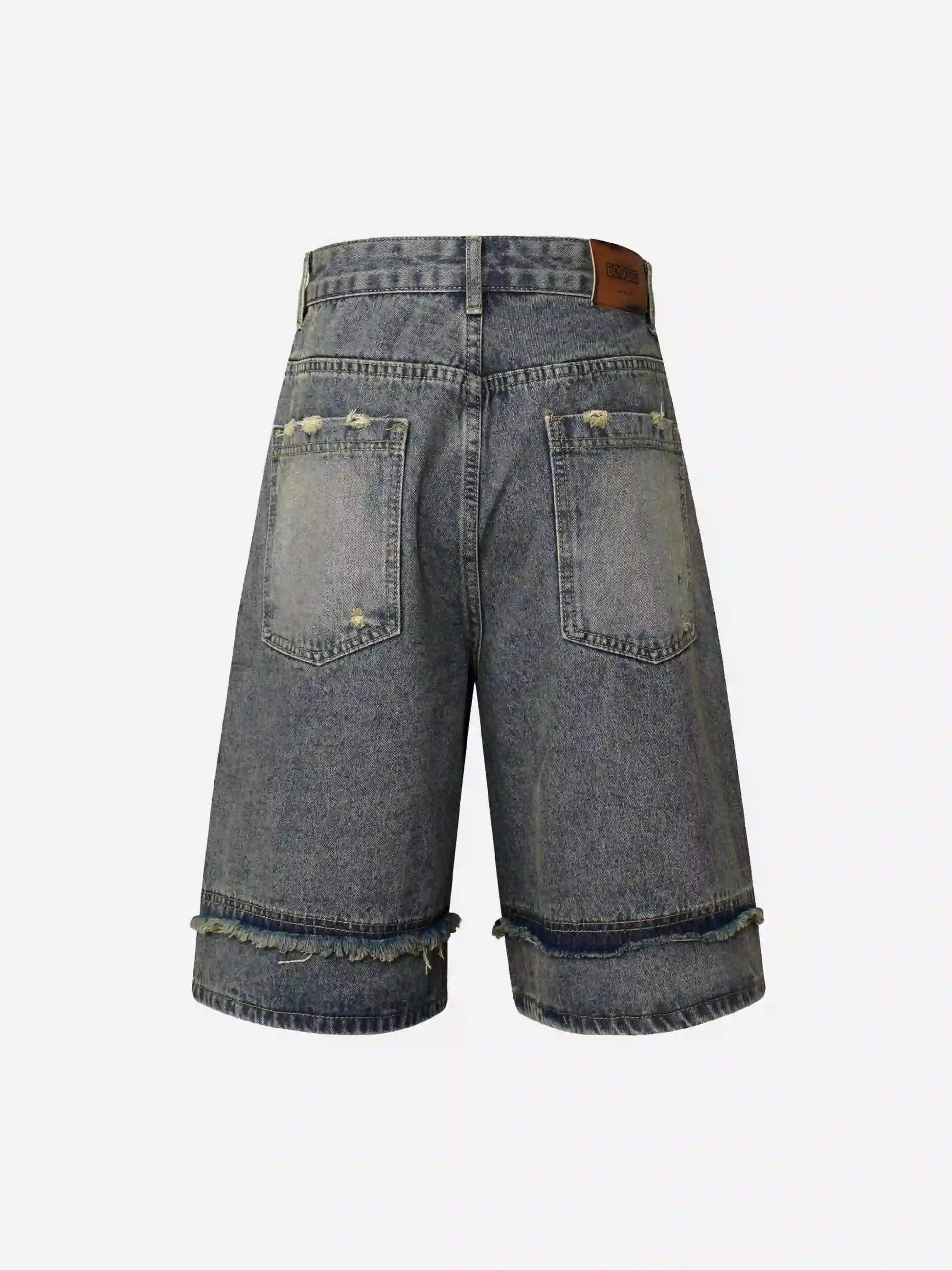 Disguisen Clean Fit Whisker Patchwork Cropped Denim Jorts