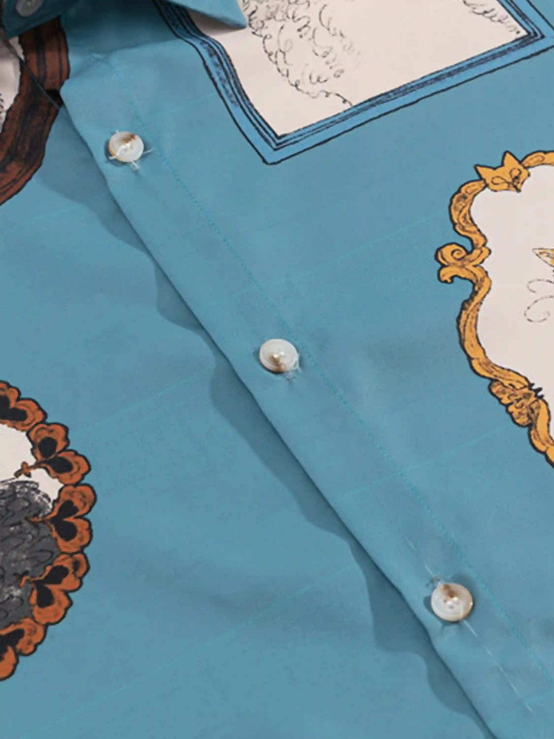 Disguisen Vintage Cat Print Short Sleeve Shirt