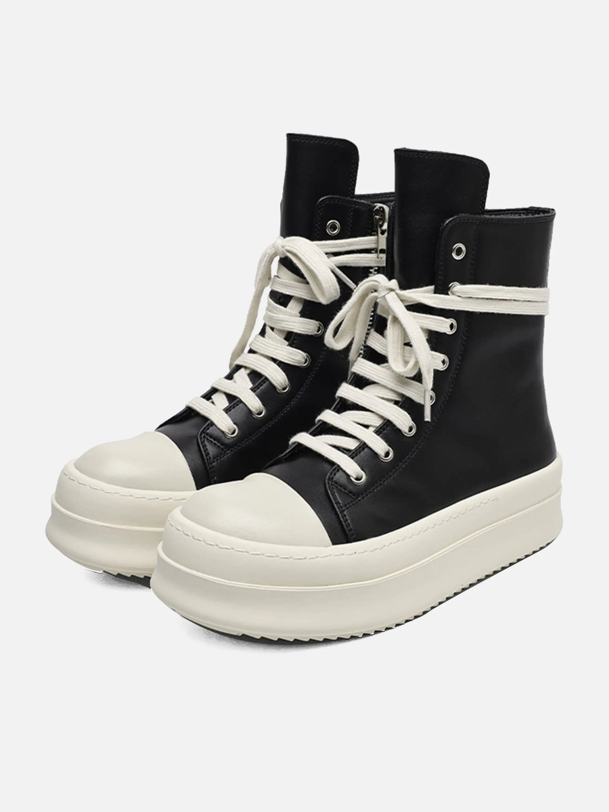Lace-up High-top Side Zipper Chunky Shoes