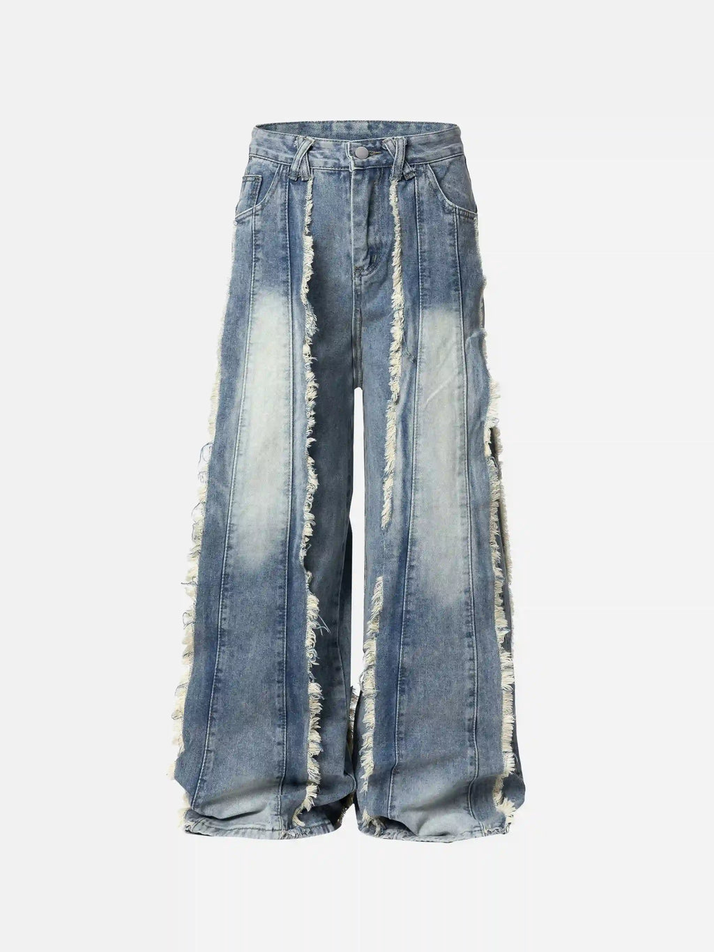 Vintage Fringed Raw-edge Oversized Jeans
