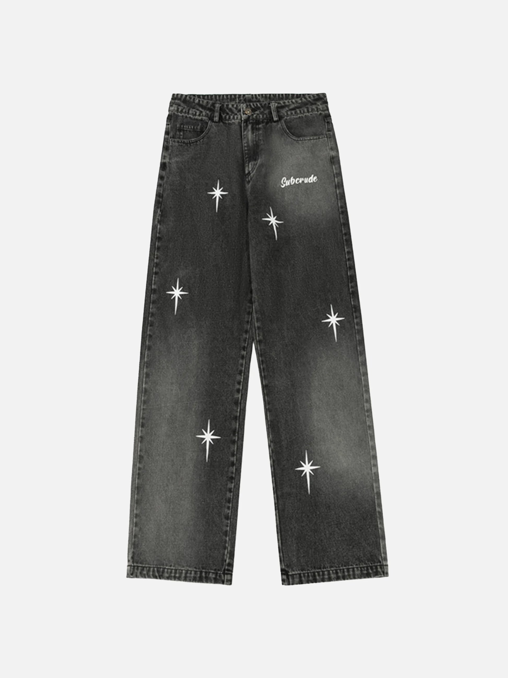 Polaris Print Washed Straight Jeans