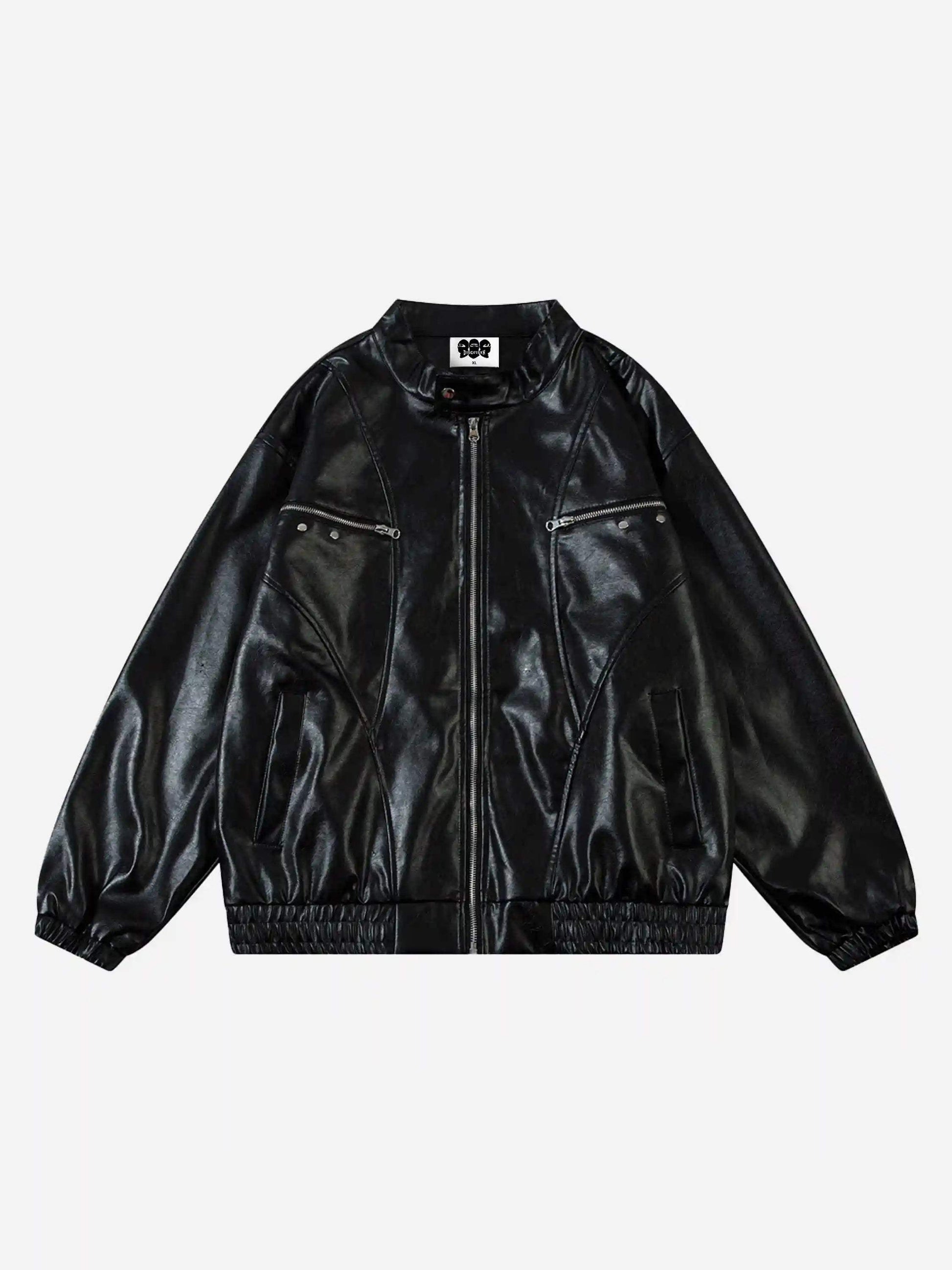 Disguisen American Retro Script Embroidered Motorcycle Jacket