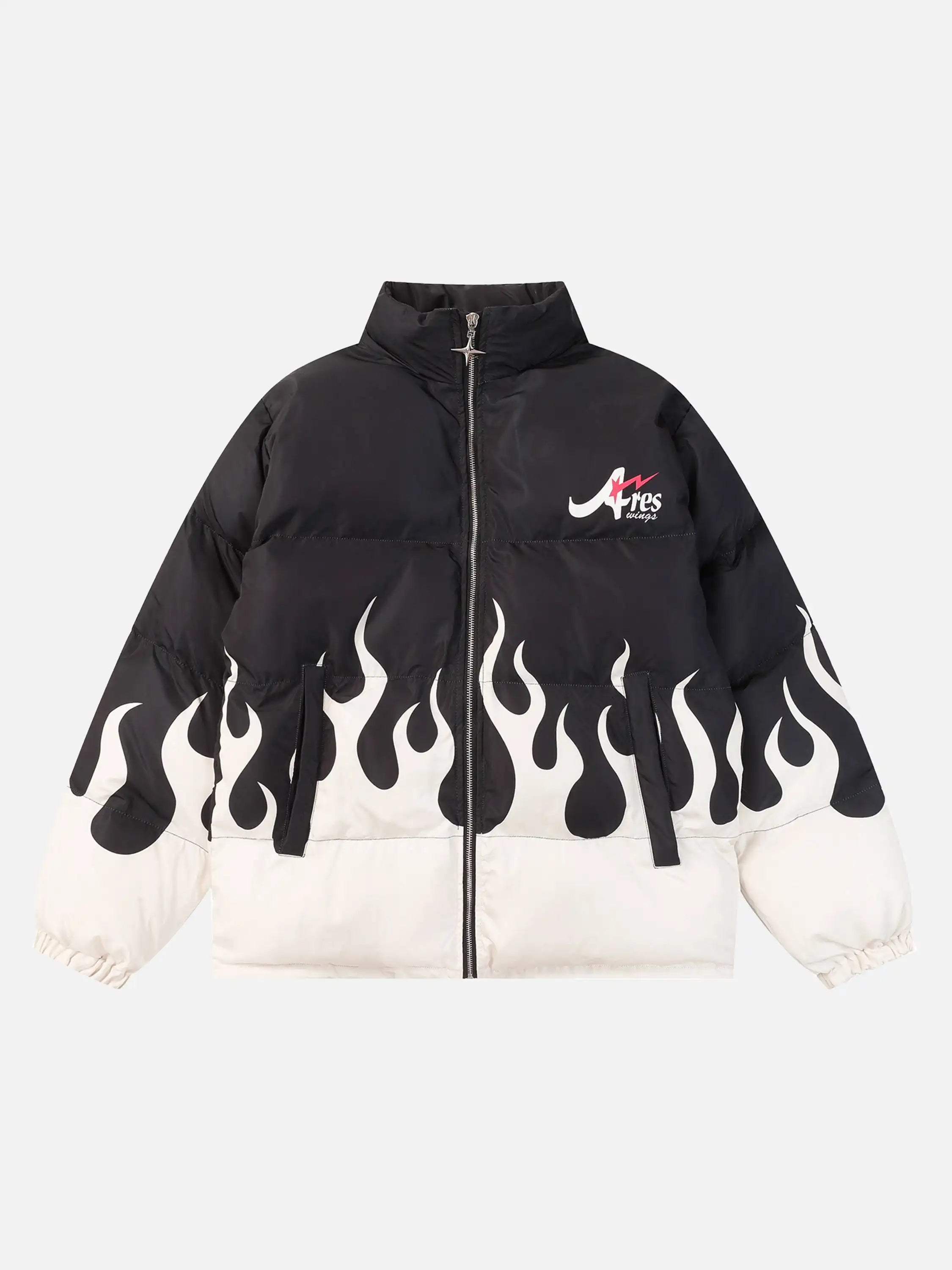Disguisen Hip-Hop Color-Blocked Flame Cotton Coat