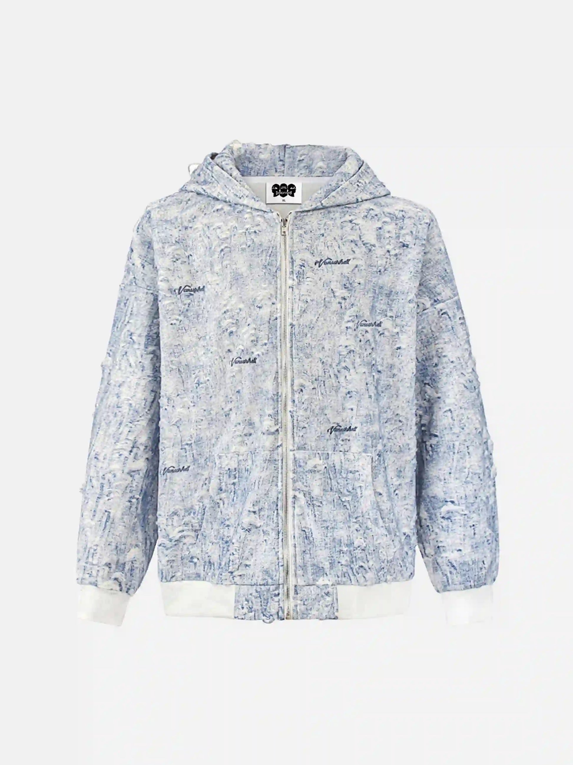 Disguisen Distressed Embroidered Zip-up Hoodie