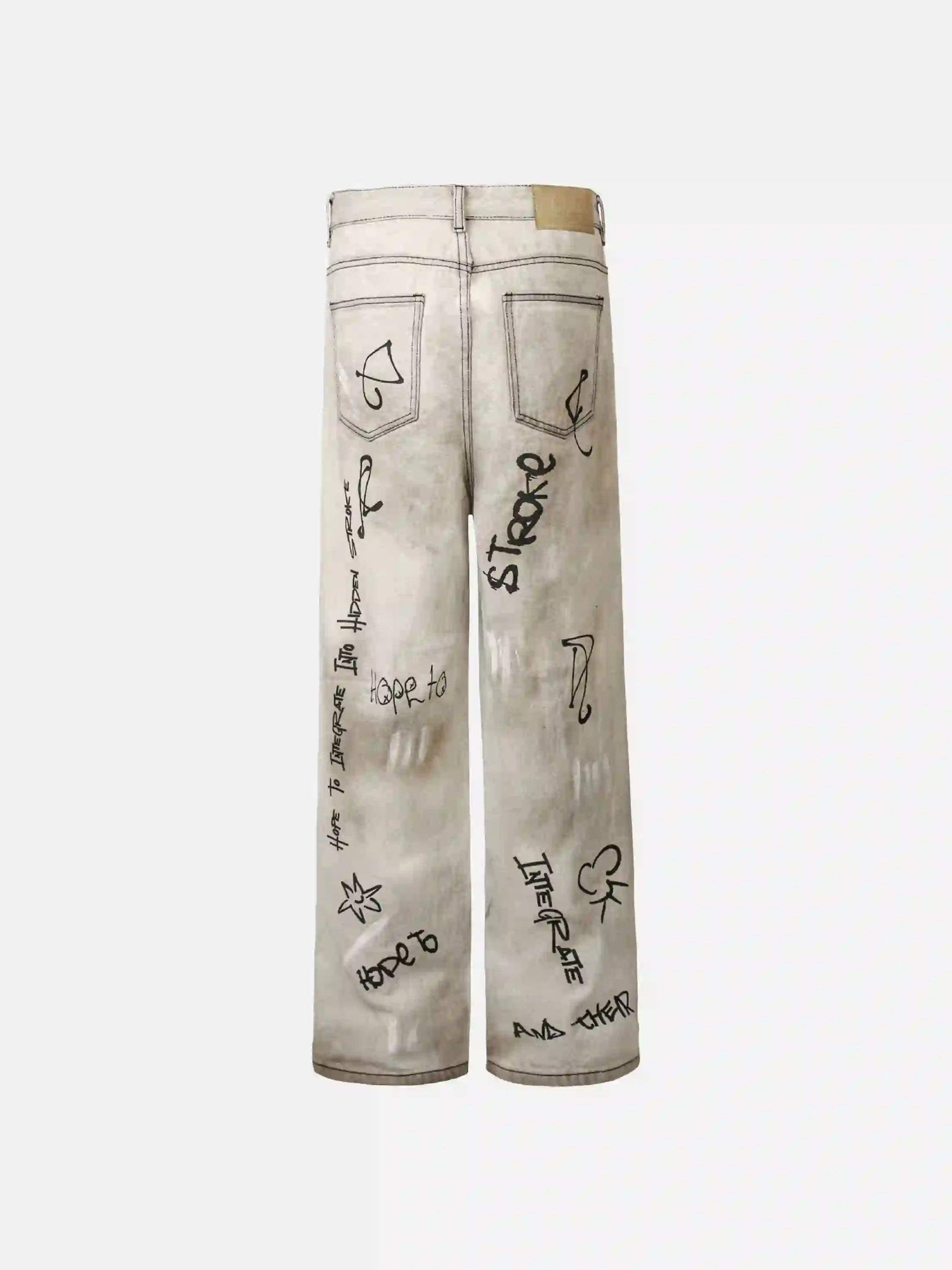 Disguisen Hip-Hop Graffiti Distressed Jeans