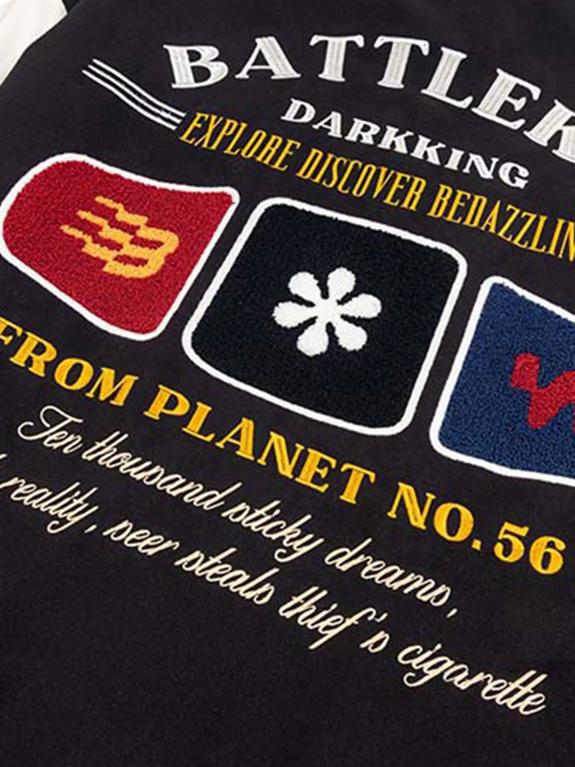 Vintage Contrast Color Towel Embroidered Baseball Jacket