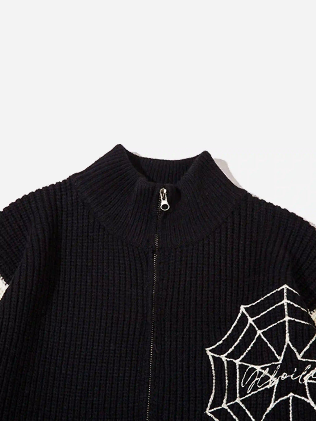 Disguisen Spider Web Stand Collar Zip-up Cardigan