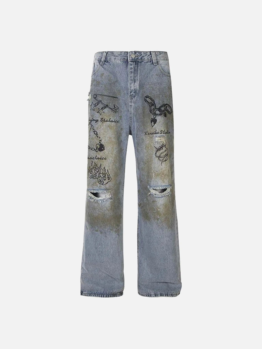 Disguisen Vintage Ripped Graffiti Jeans