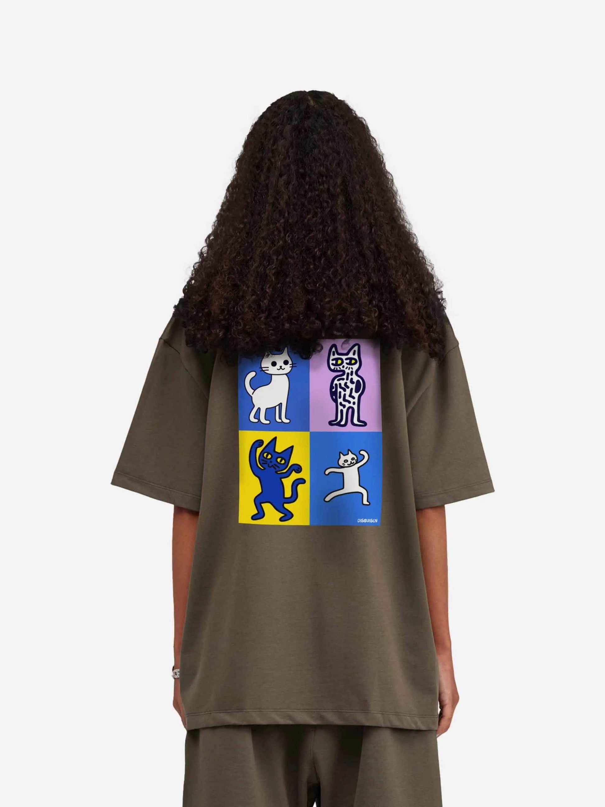 Disguisen Funny Cat Loose T-Shirt