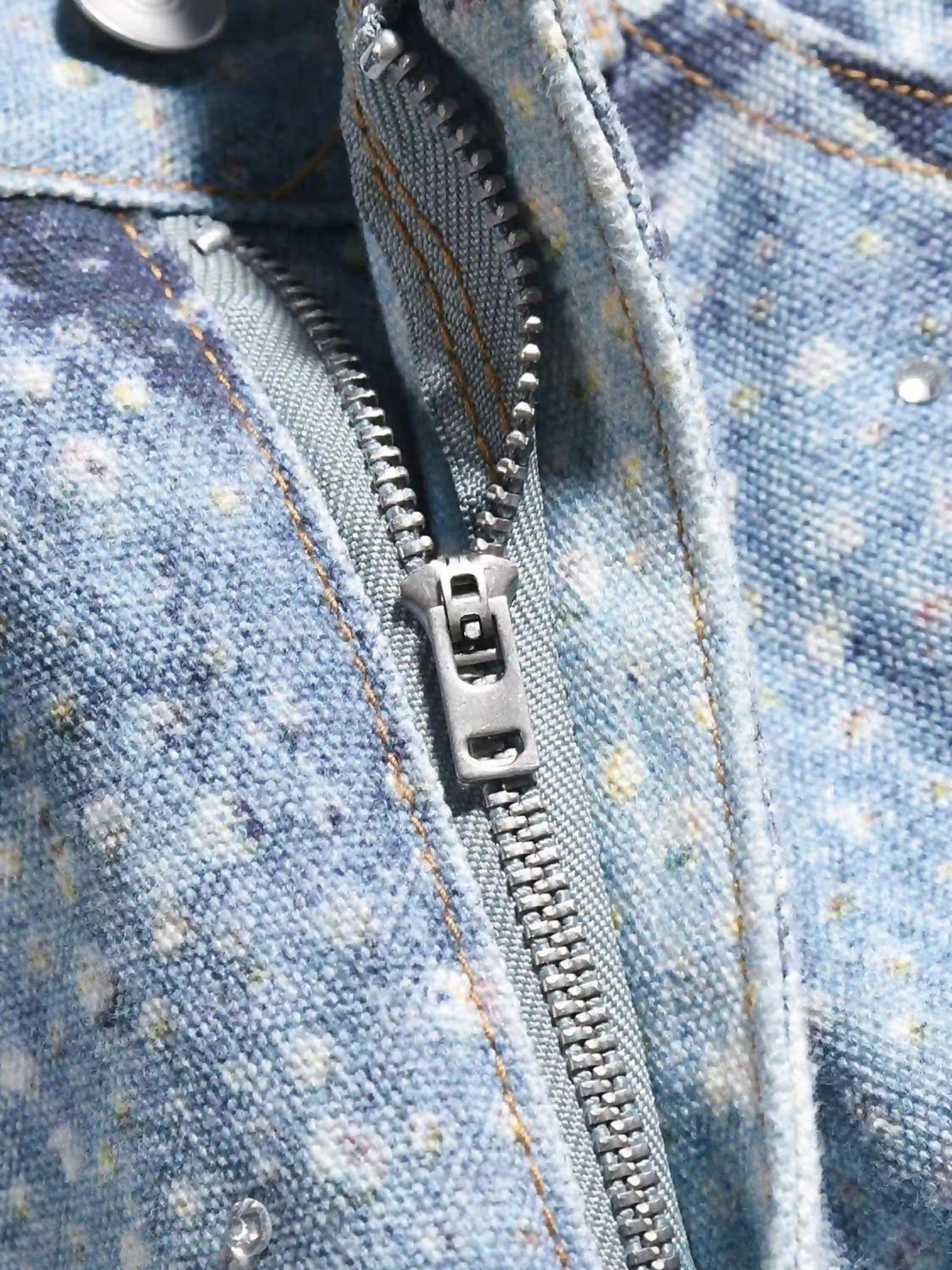 Washed Diamond Print Jeans
