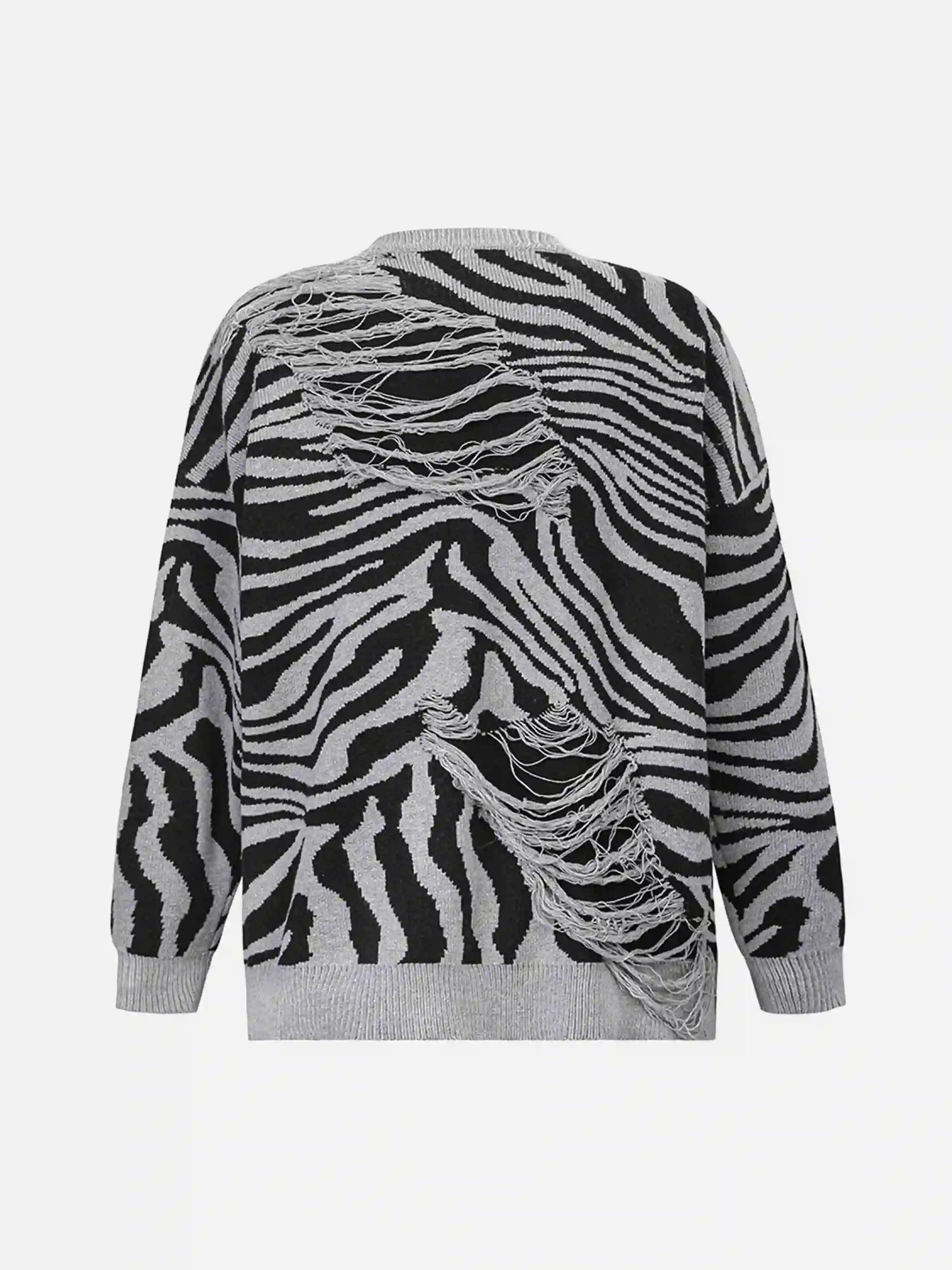 Disguisen Ripped Zebra Pattern Sweater