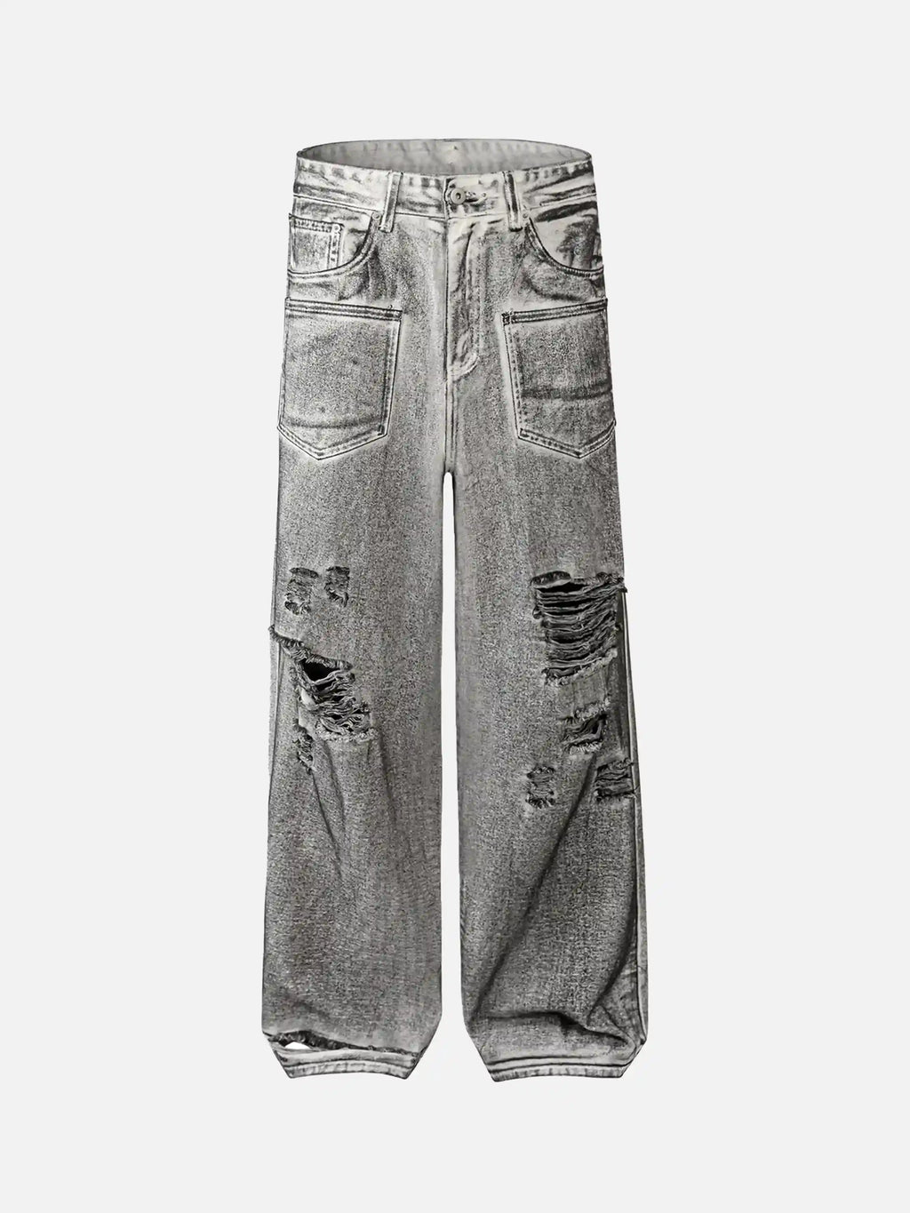 Washed Distressed Multi-pocket Ripped Jeans