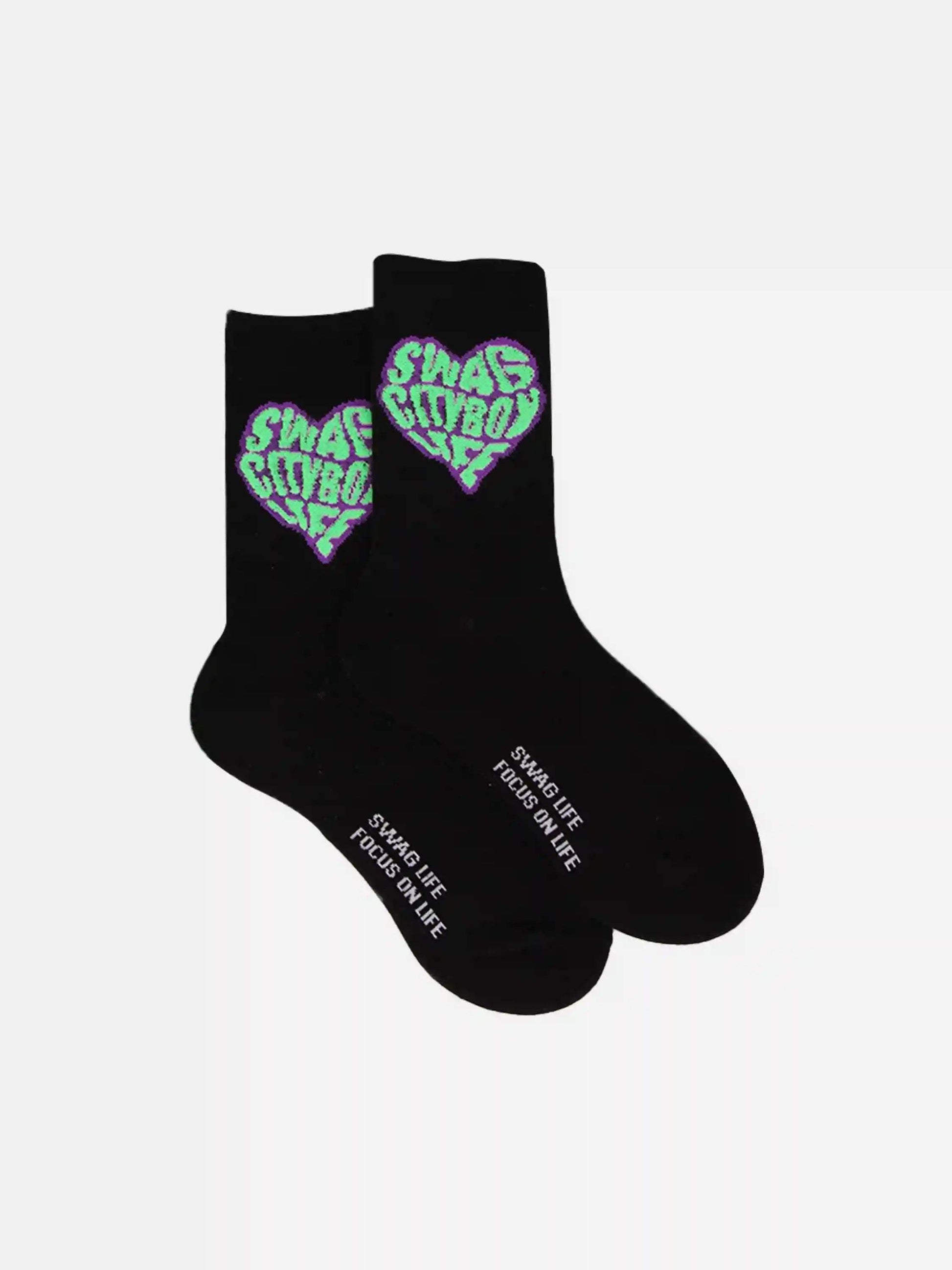 Disguisen American Style Heart Letter Skateboard Socks