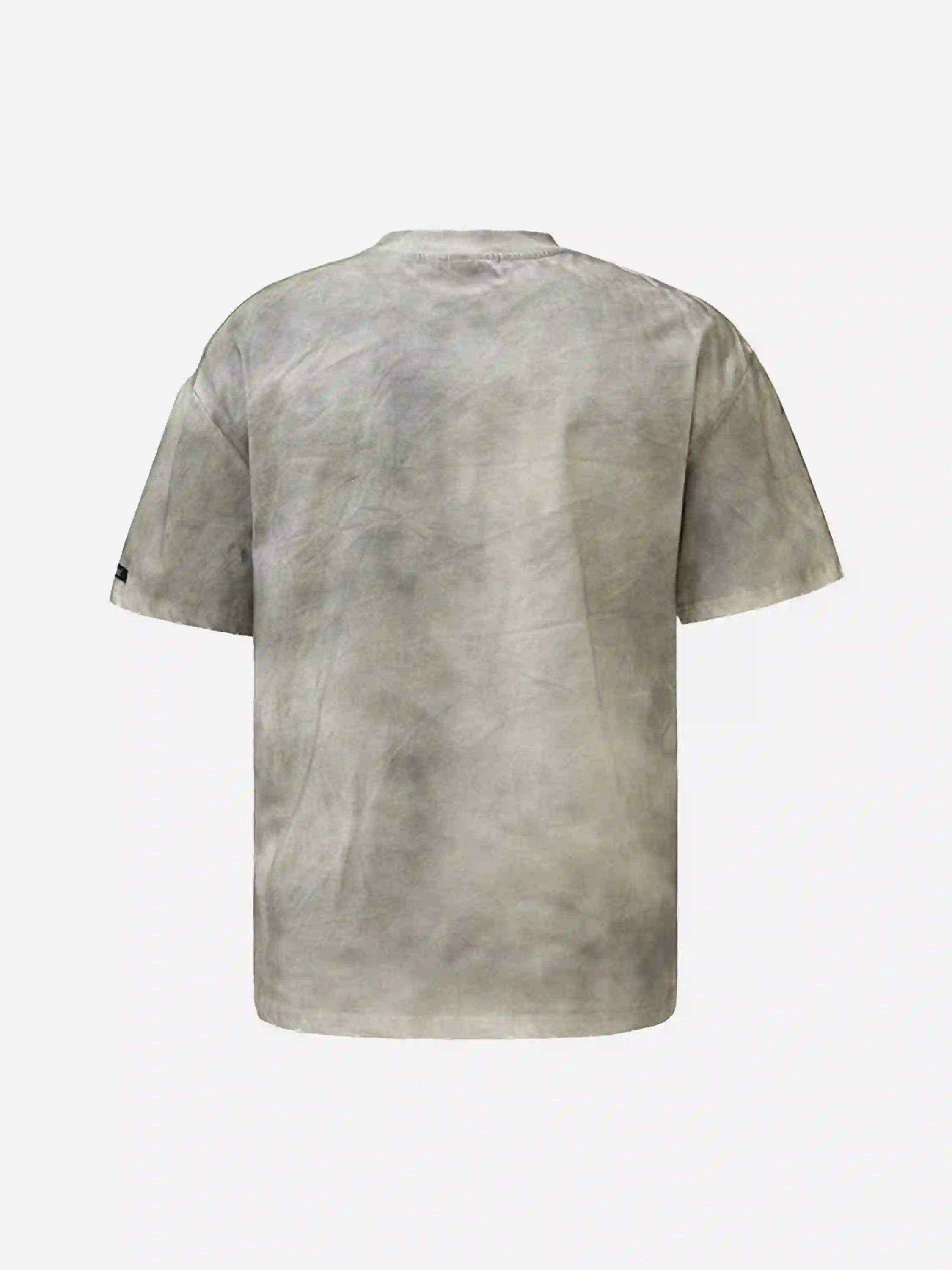 Disguisen Mud-dyed Dirty Spray Cross Print Street Rap T-Shirt