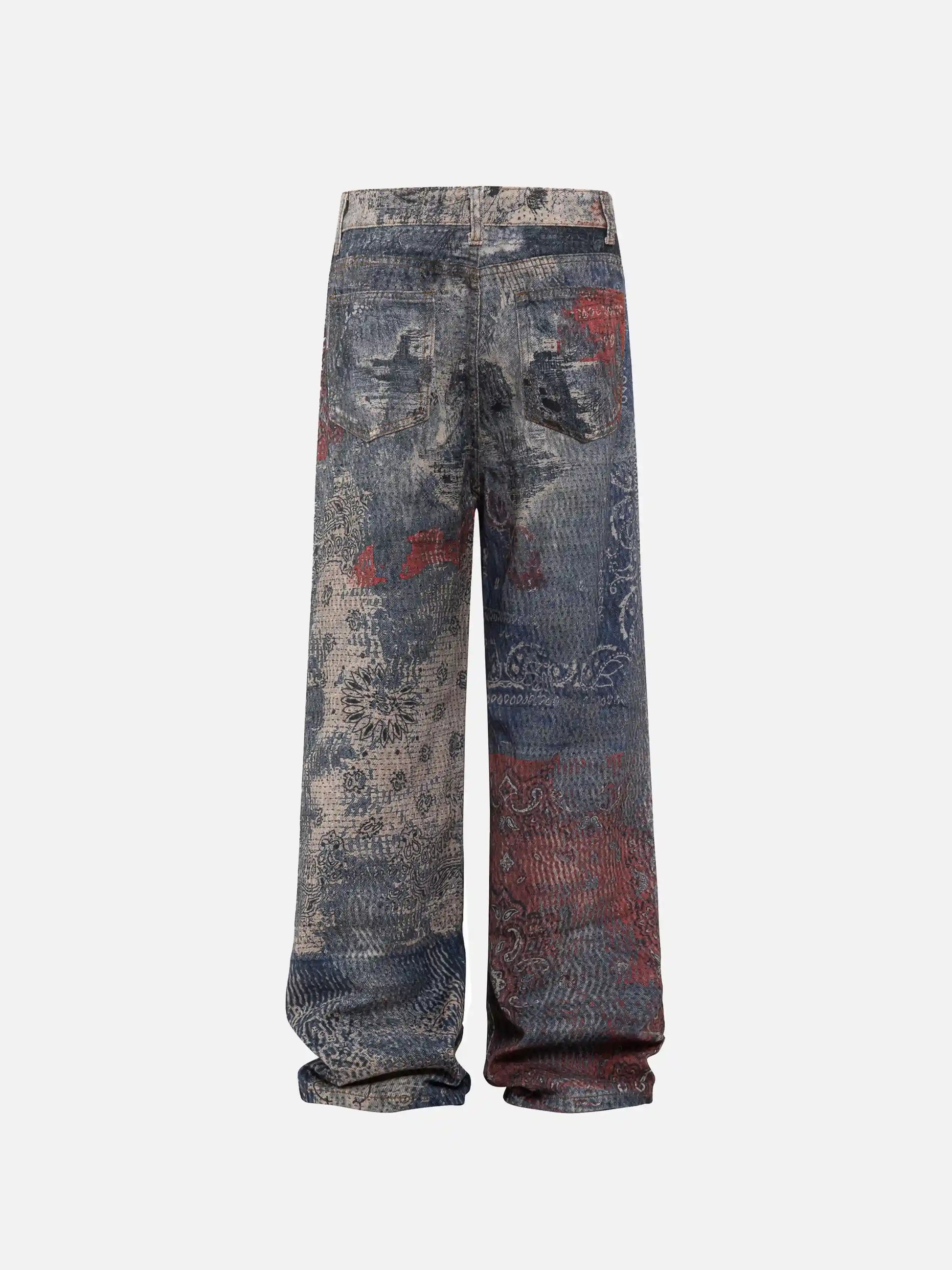 Cashew Flower Digital Printed Imitation Jeans