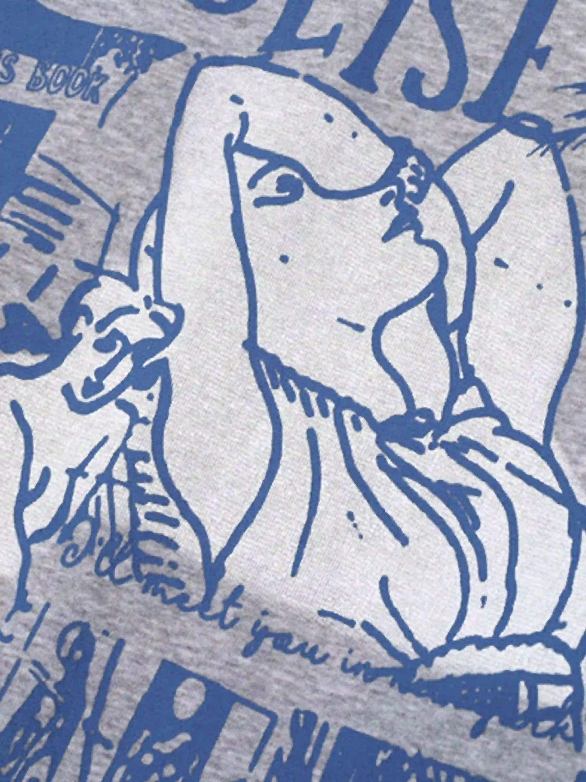 Sweat à capuche imprimé dessin animé graffiti peint à la main de Disguisen Street