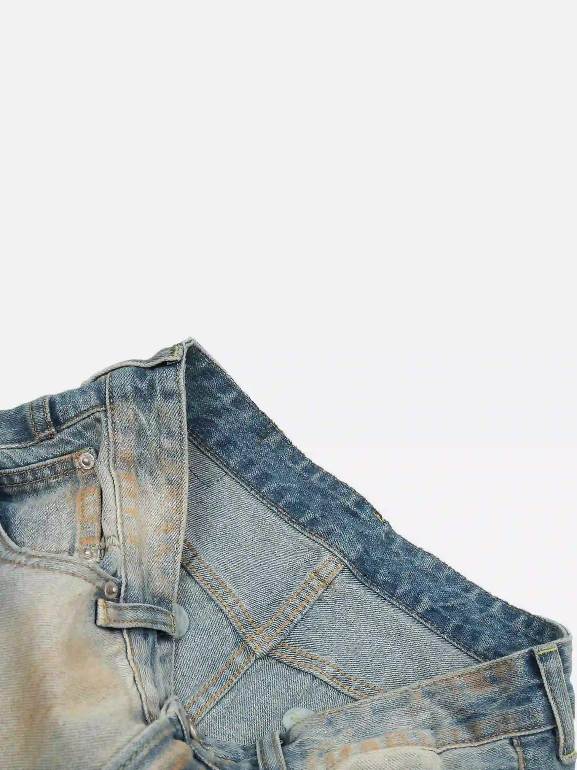 Disguisen Street Distressed Industrial Style Straight Jeans