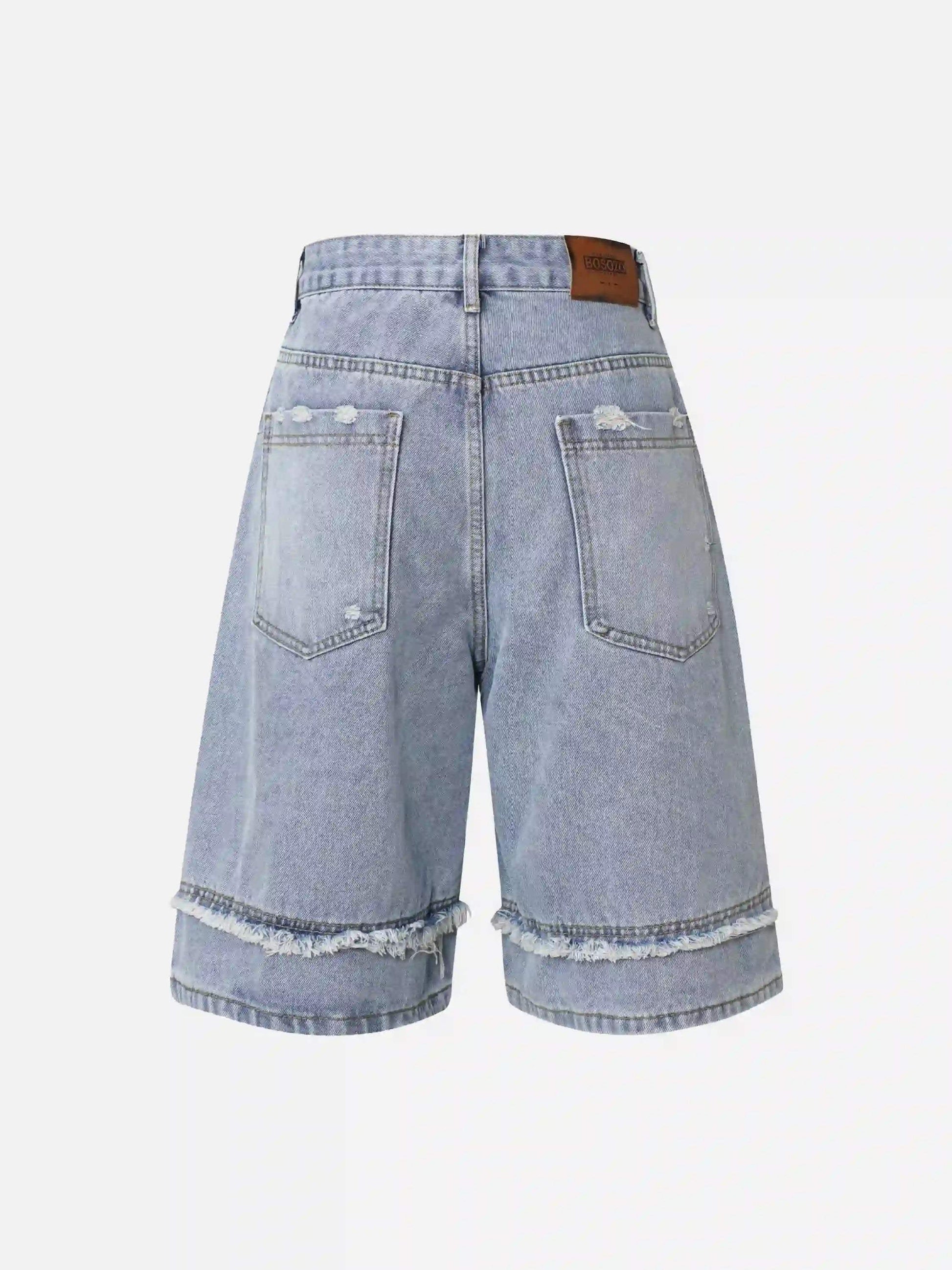 Disguisen Clean Fit Whisker Patchwork Cropped Denim Jorts