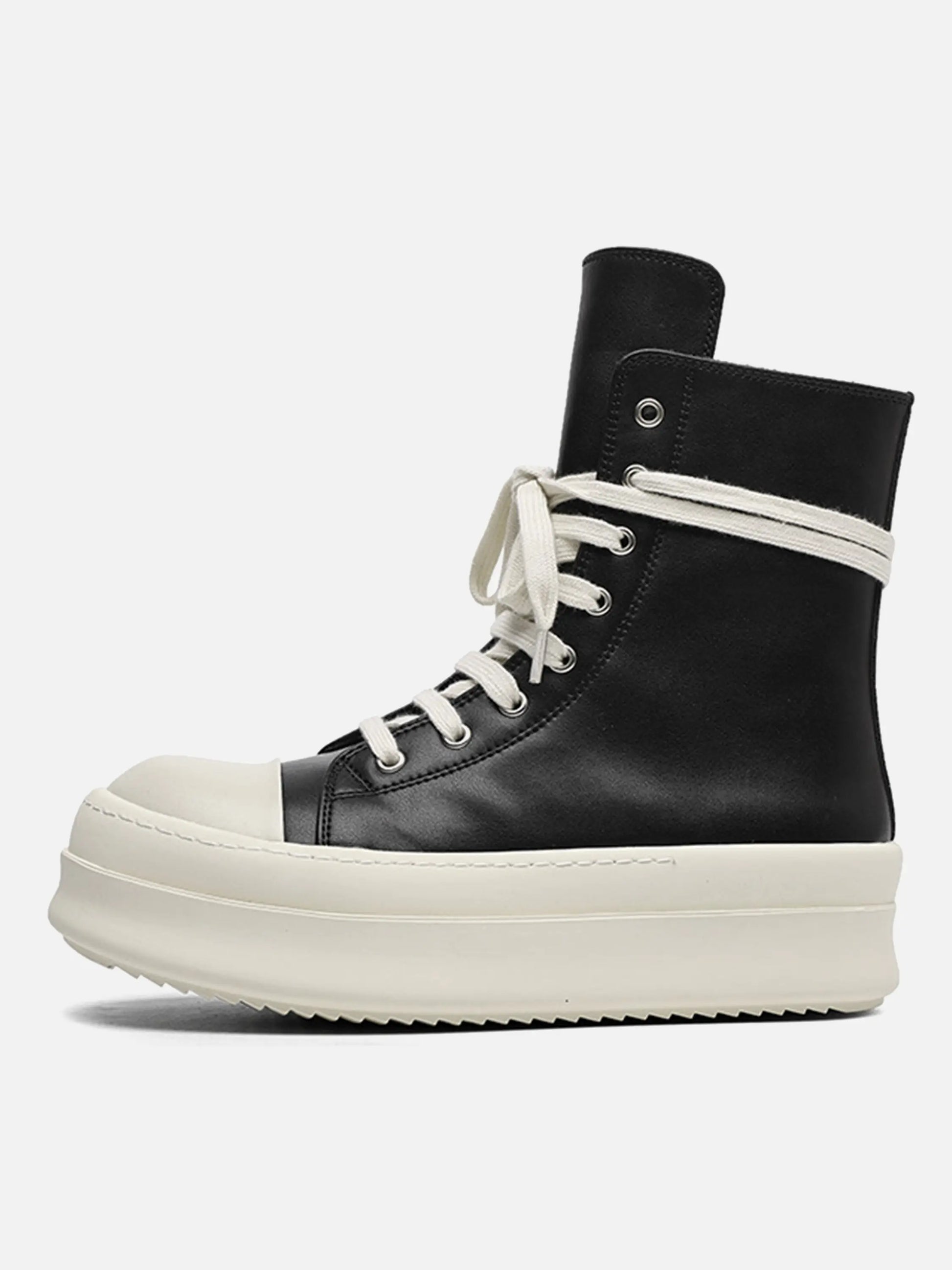 Lace-up High-top Side Zipper Chunky Shoes