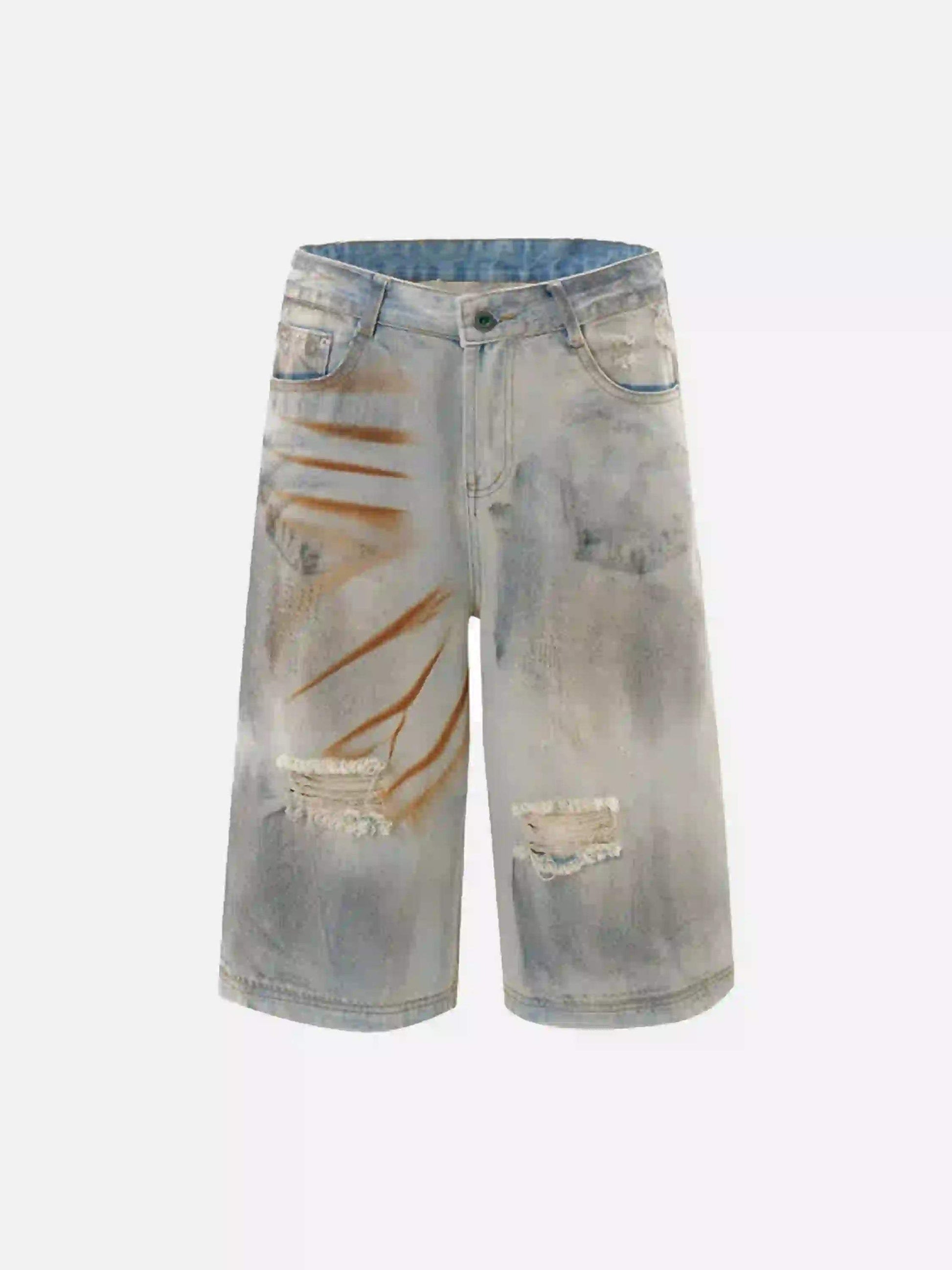 Disguisen High Street Yellow Mud Dyed Denim Shorts