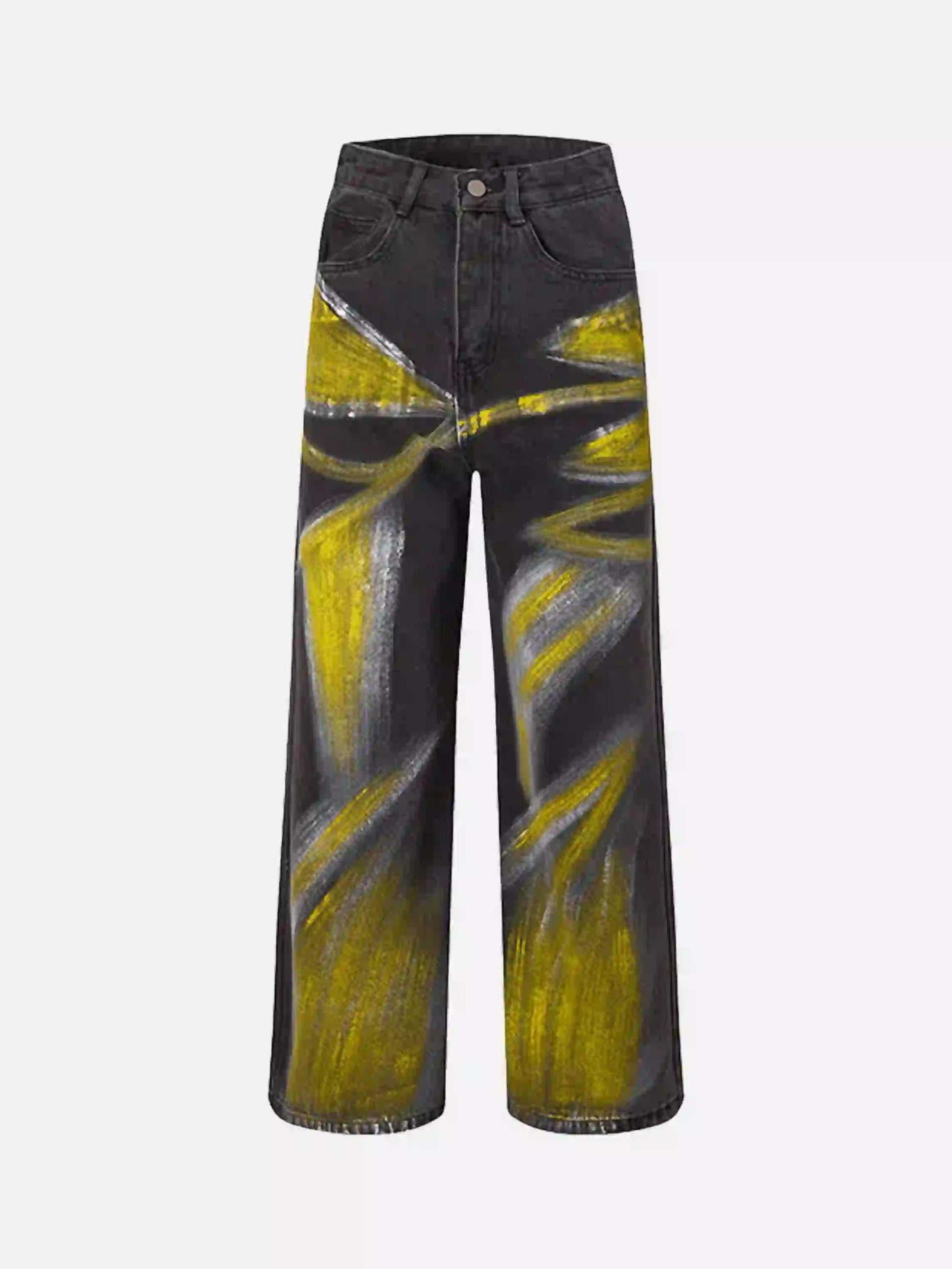 Disguisen Street Jeans dritti sporchi dipinti a mano