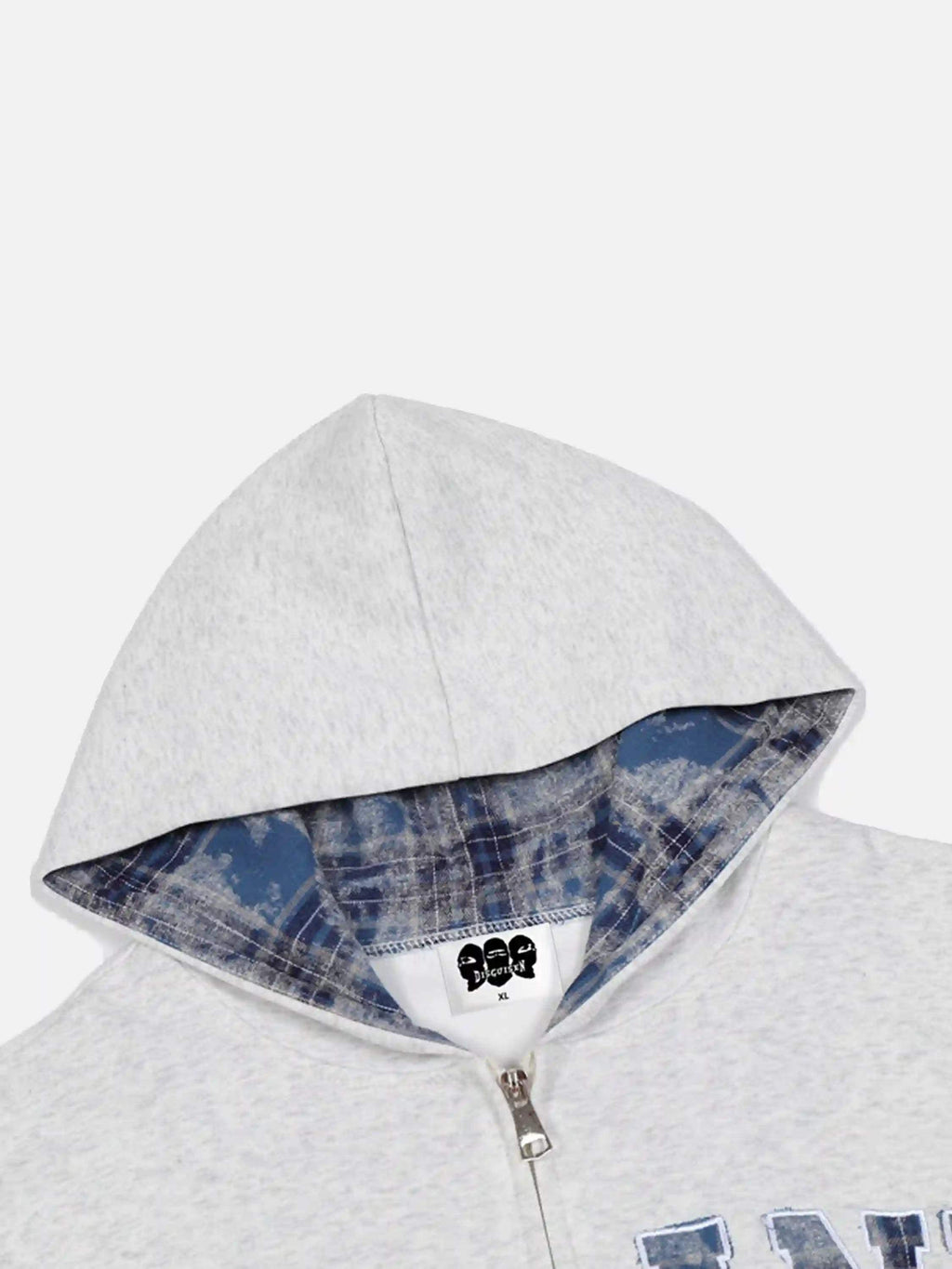 Disguisen Campus Style Plaid Embroidered Cardigan Hoodie
