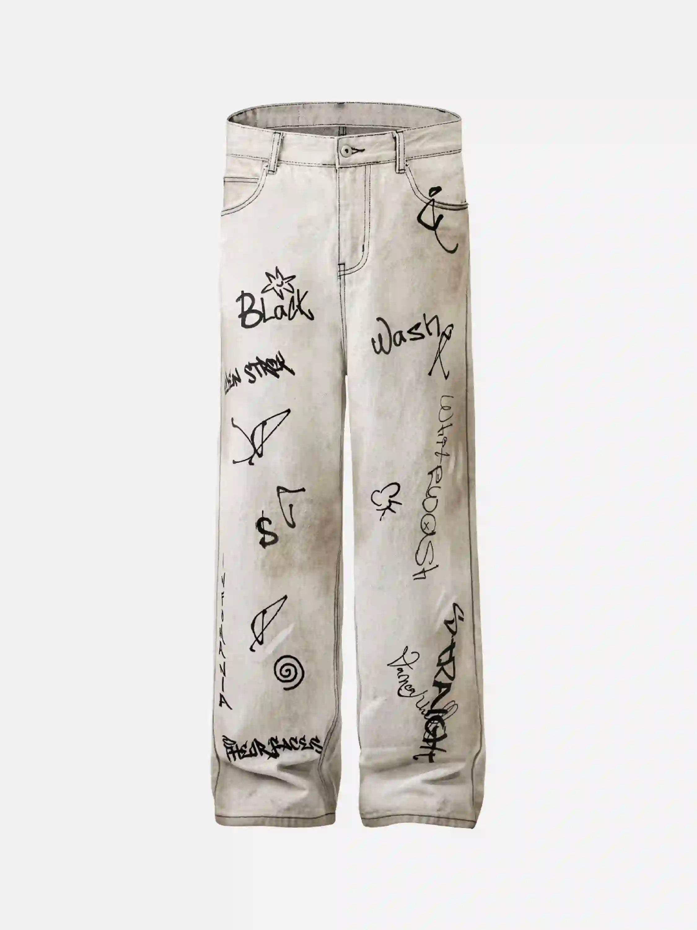 Disguisen Hip-Hop Graffiti Distressed Jeans