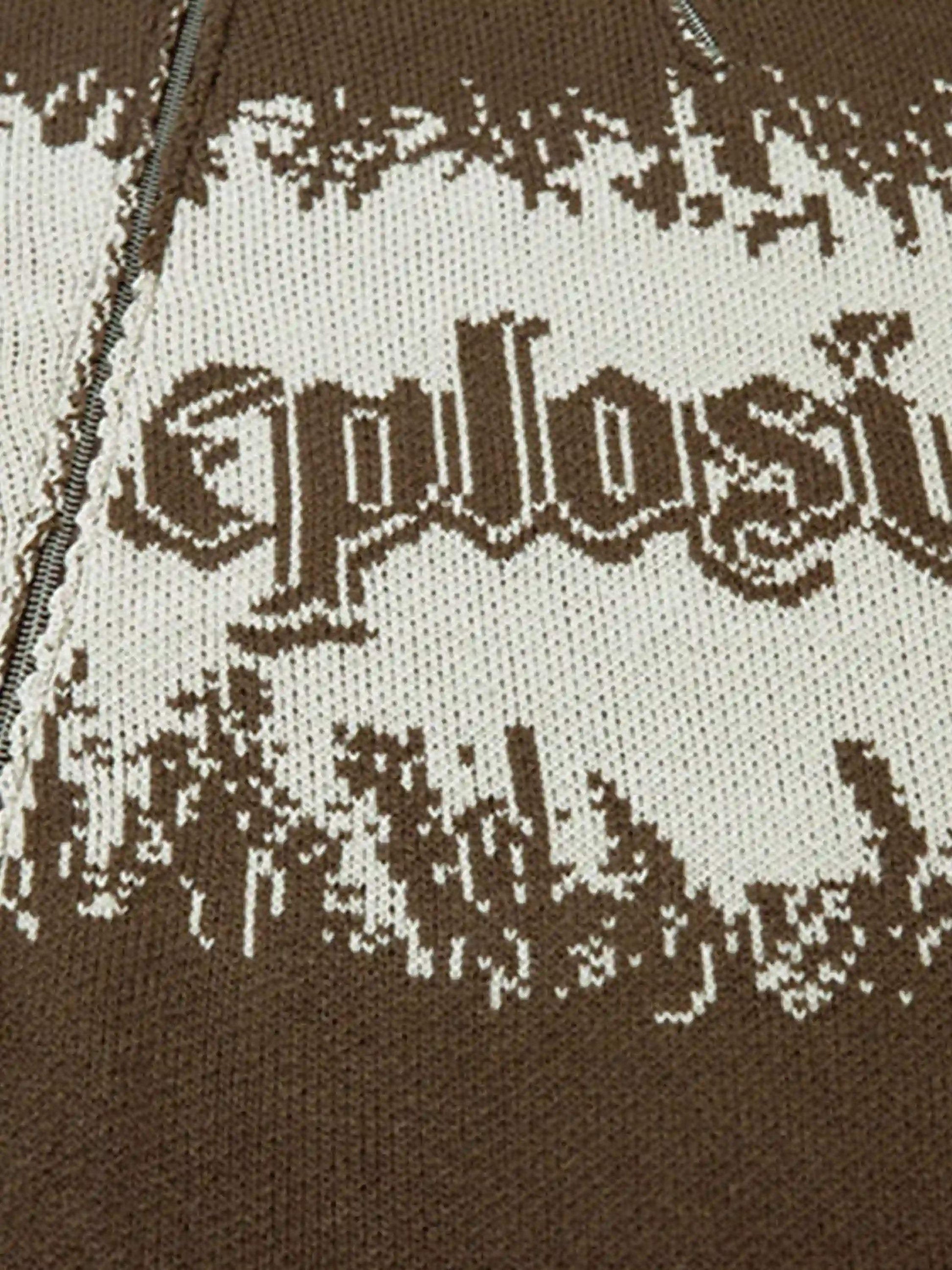Disguisen Asymmetric Jacquard Stitching With Two-Way Zipper Sweater