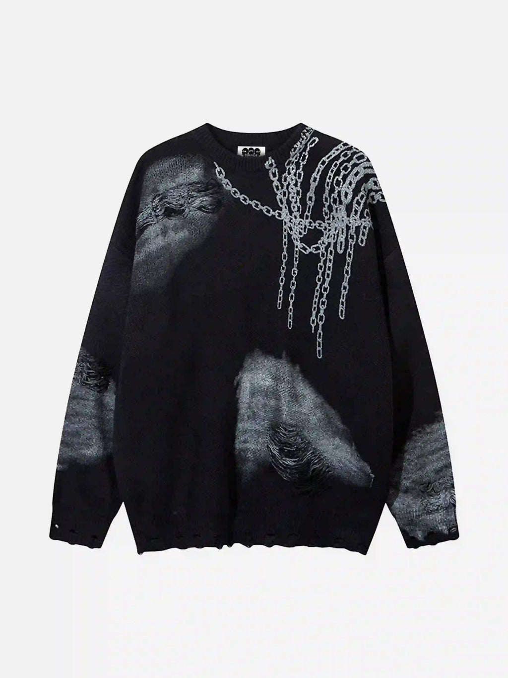 Disguisen High Street Spray Painted Distressed Dirty Chain Round Neck Sweater
