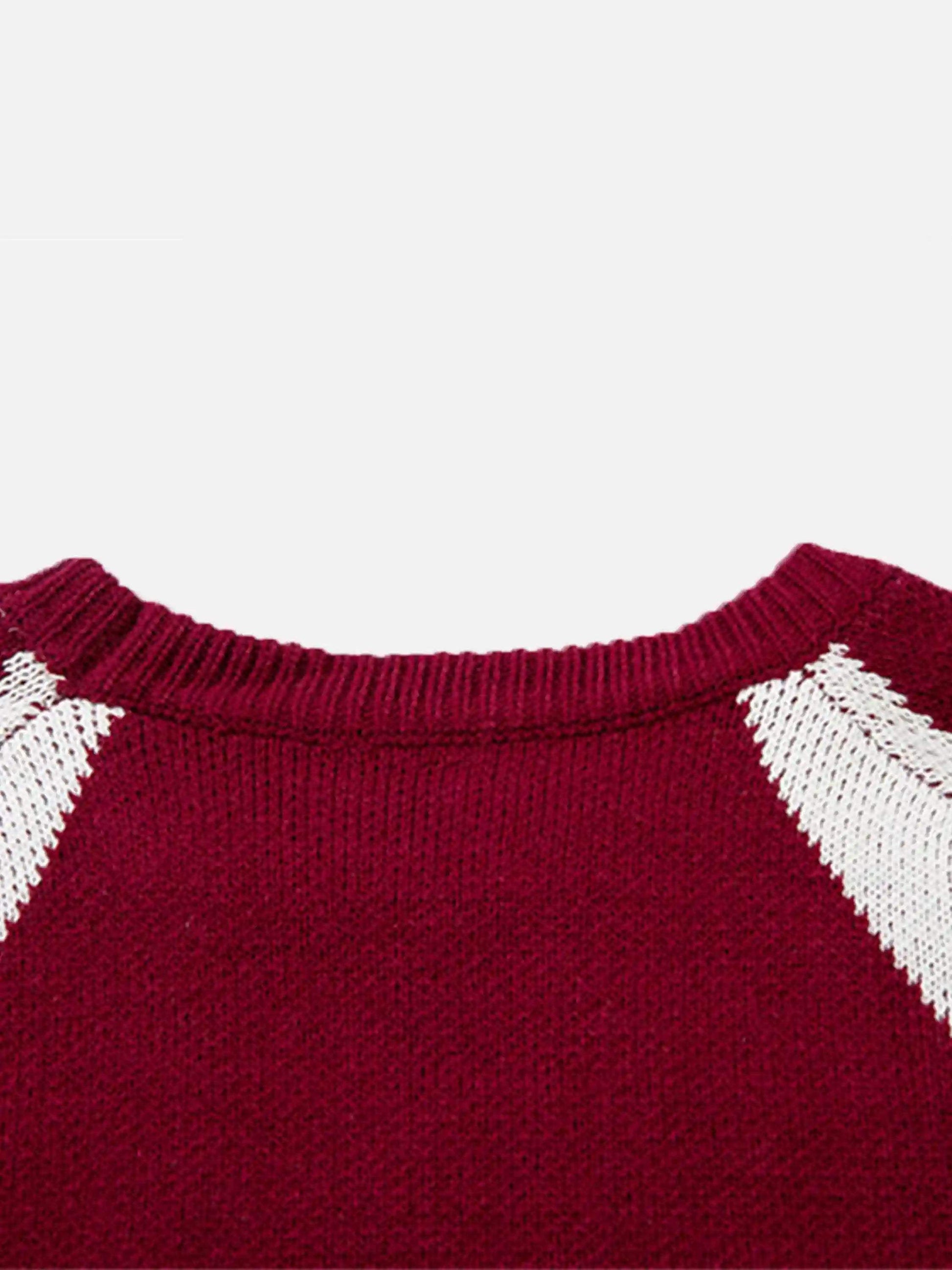 Disguisen Vibe Contrast Color Stitching Crew Neck Sweater