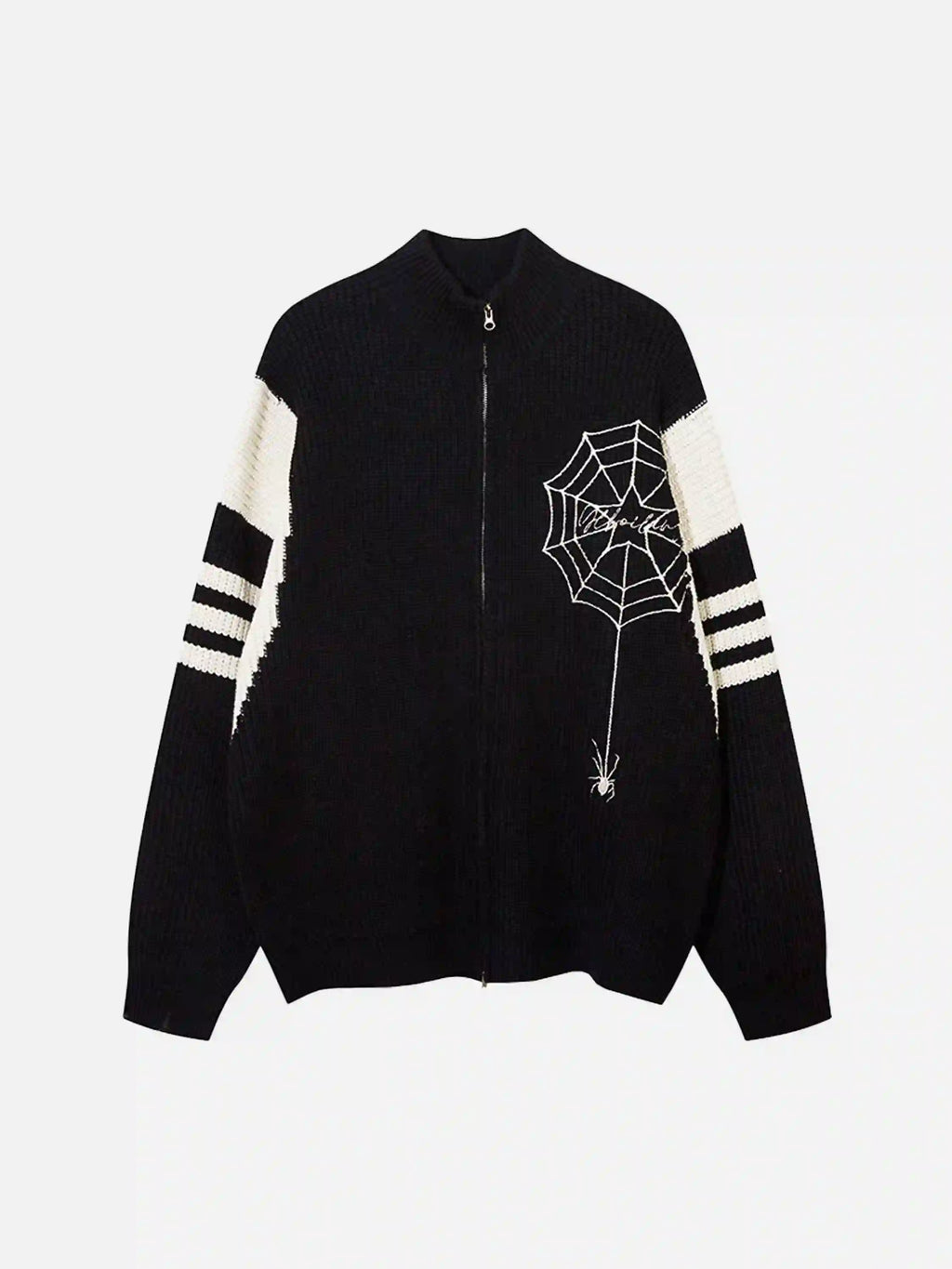 Disguisen Spider Web Stand Collar Zip-up Cardigan