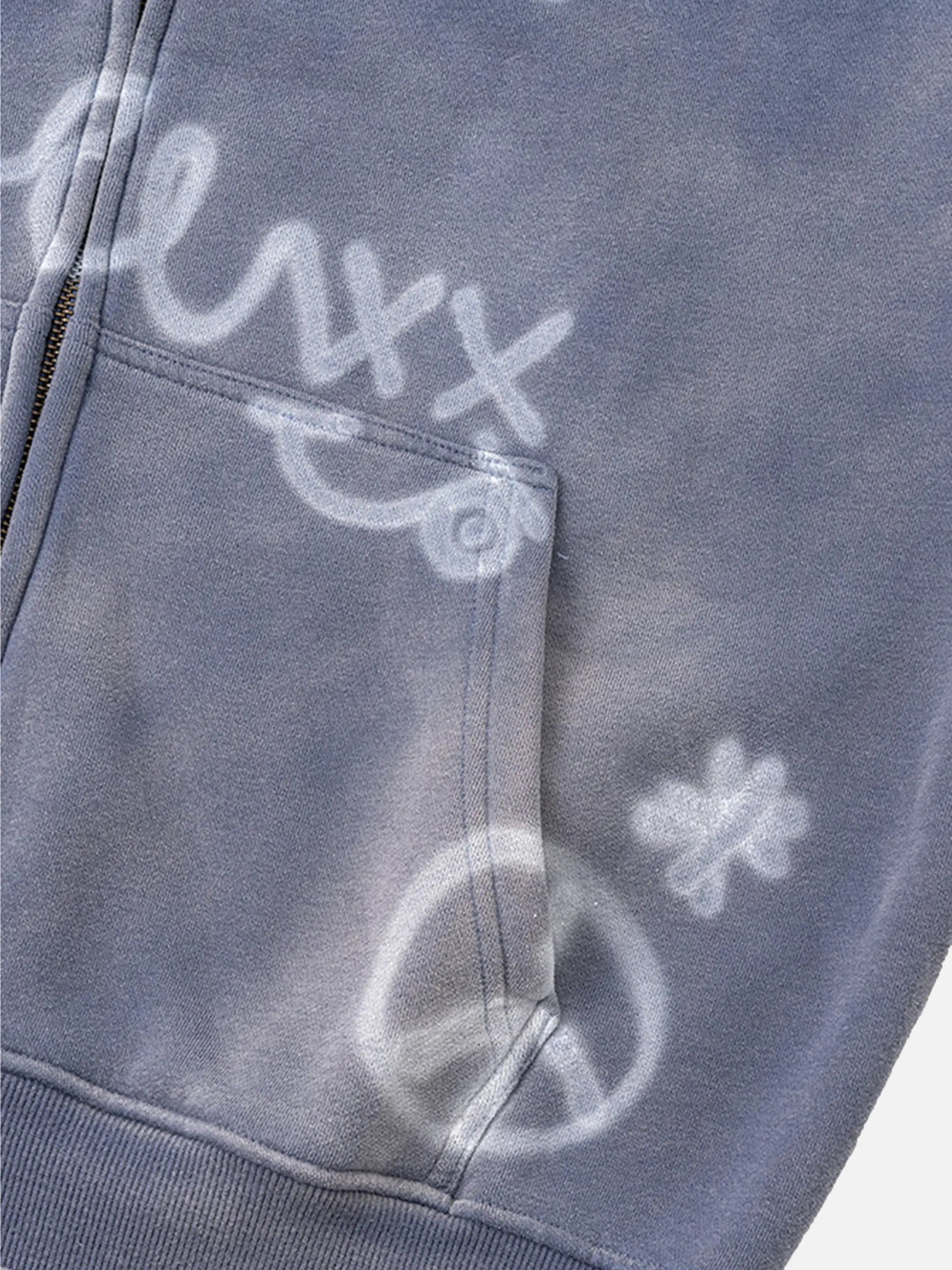 Hand-drawn Graffiti Washed Thick Hoodie