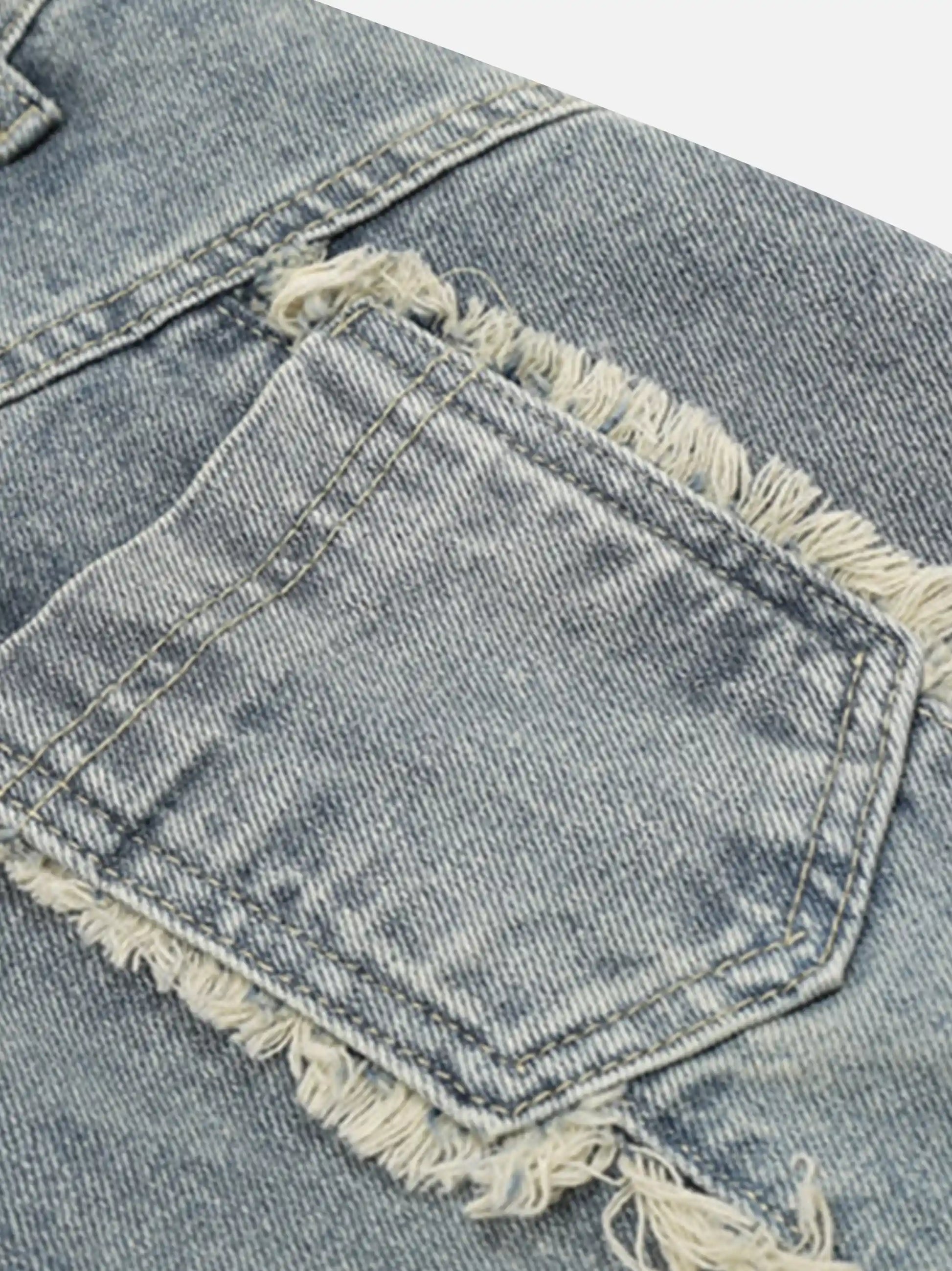 Vintage Fringed Raw-edge Jeans