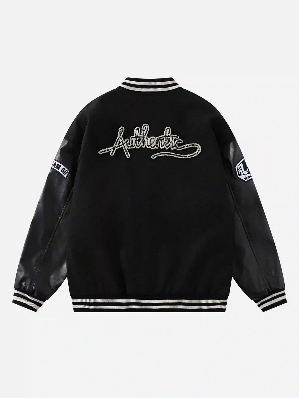 Skull Sickle Embroidered PU Splicing Jacket