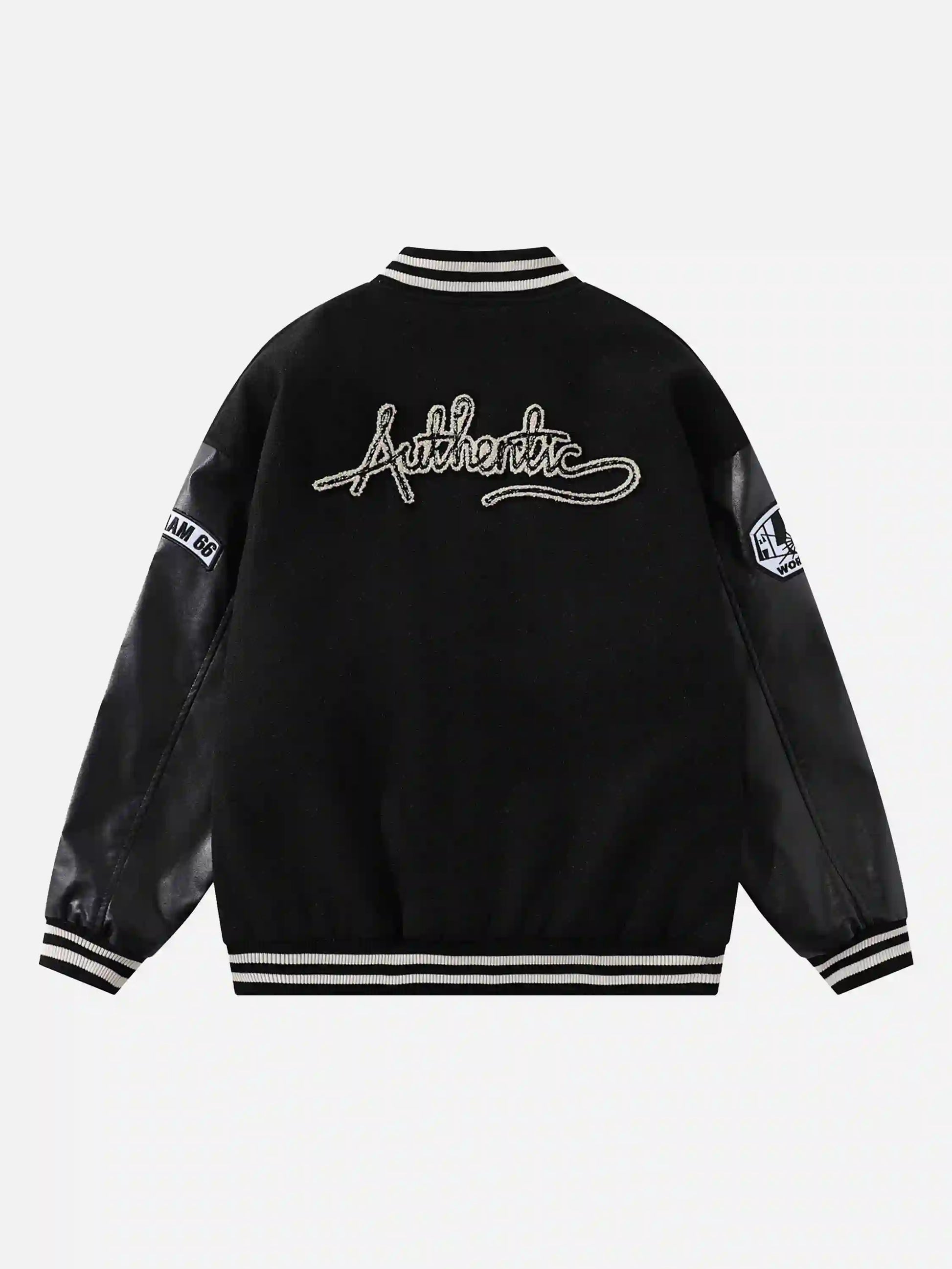 Skull Sickle Embroidered PU Splicing Jacket