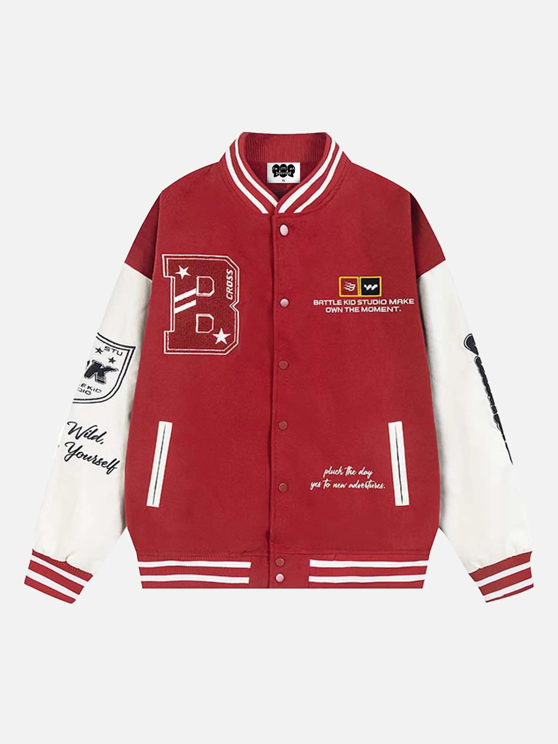 Vintage Contrast Color Towel Embroidered Baseball Jacket