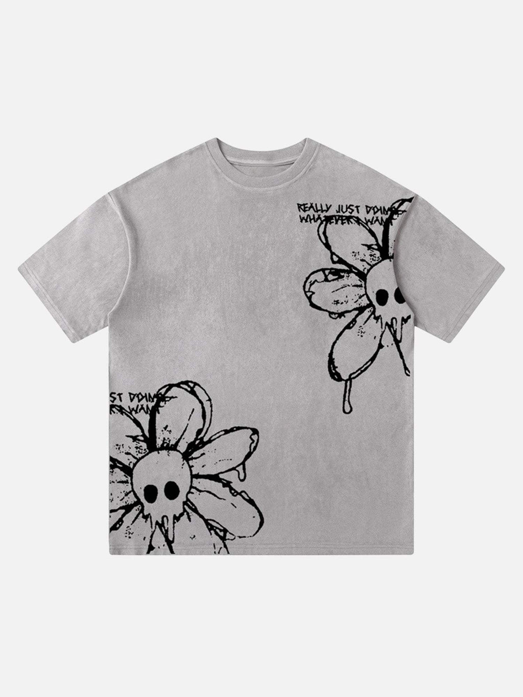 Disguisen American Retro Creative Skull Flower T-shirt