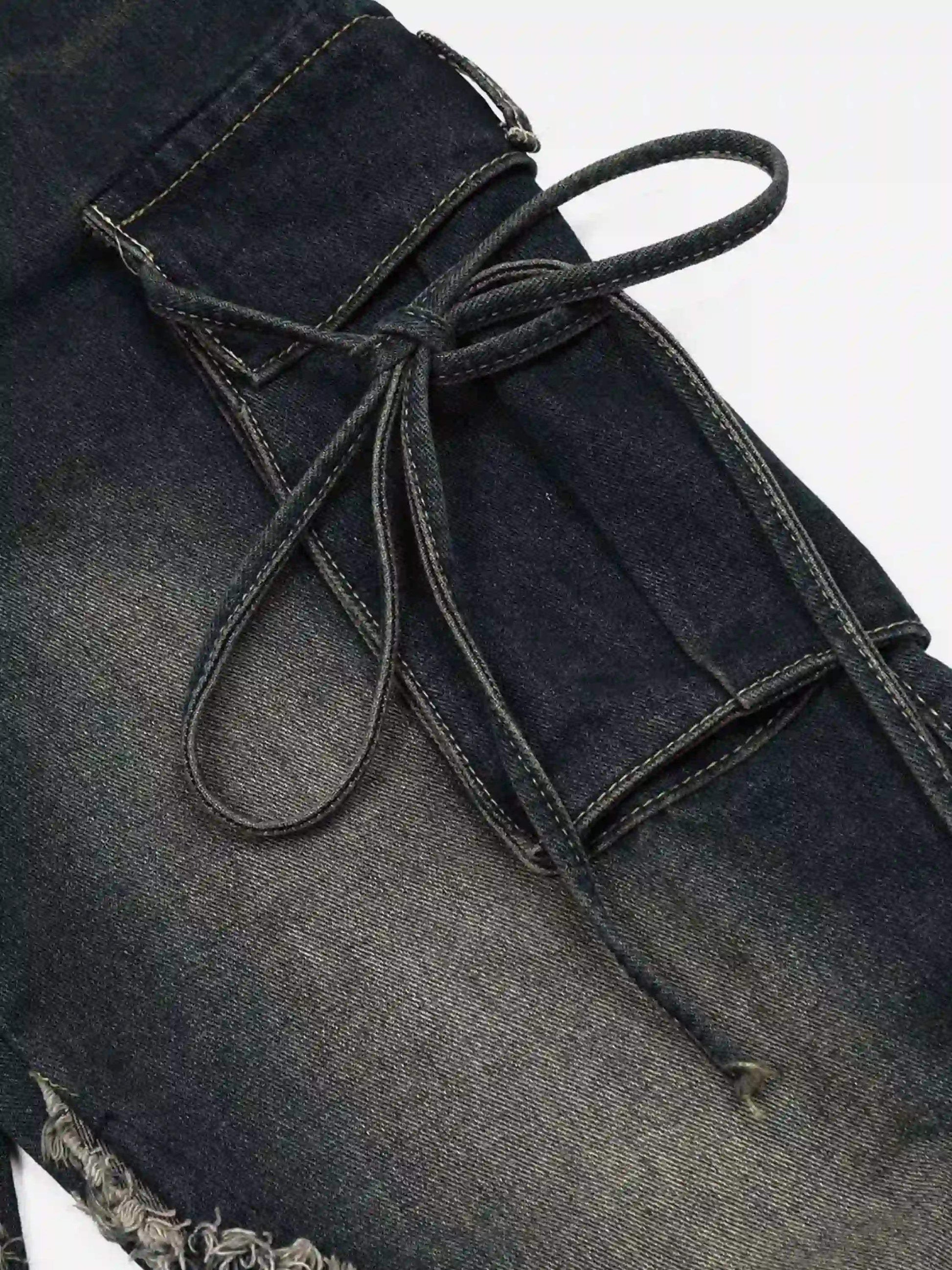 Multi-Pocket Star Patchwork Jeans