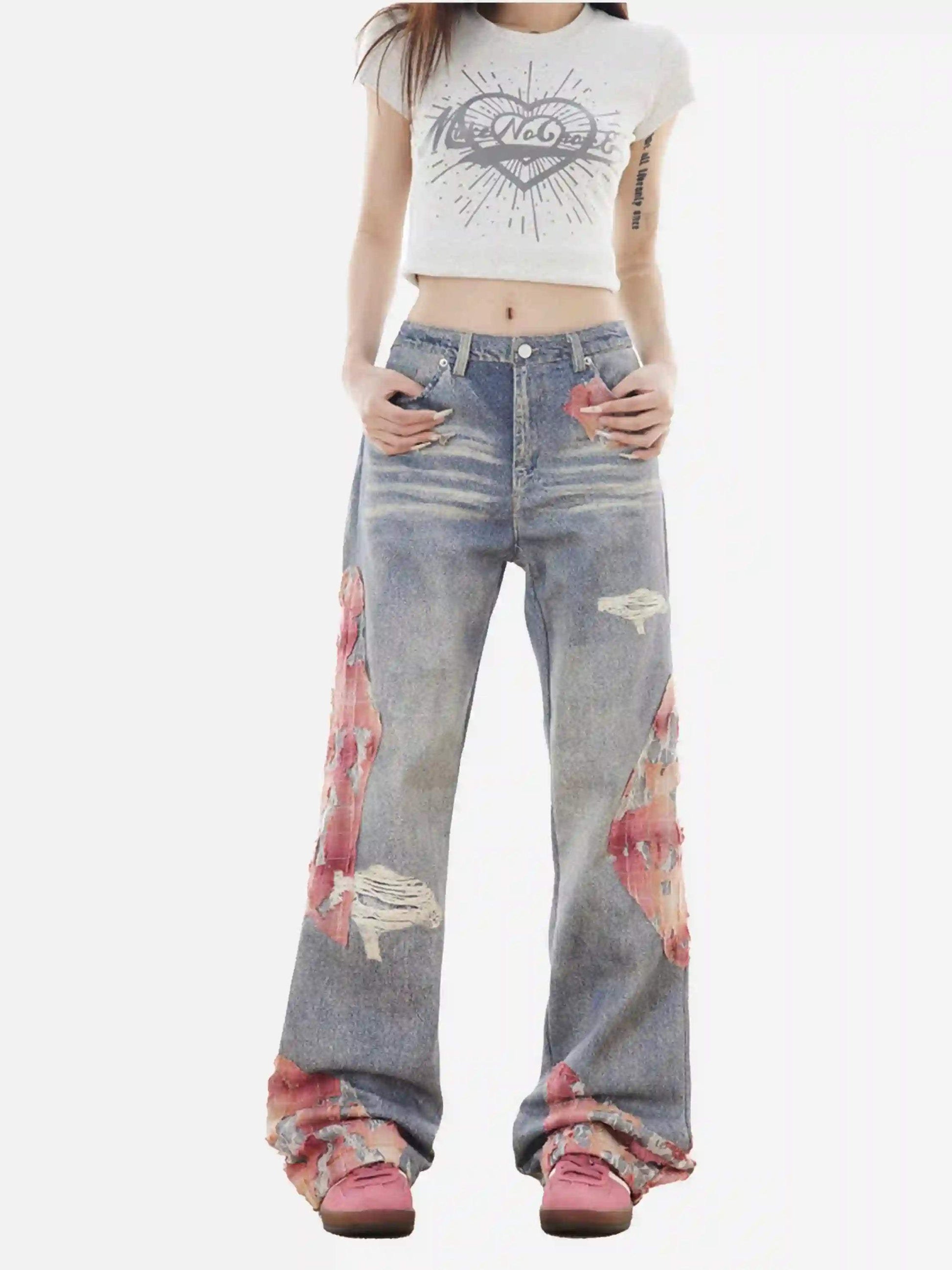 Disguisen Retro Patchwork Street Jeans