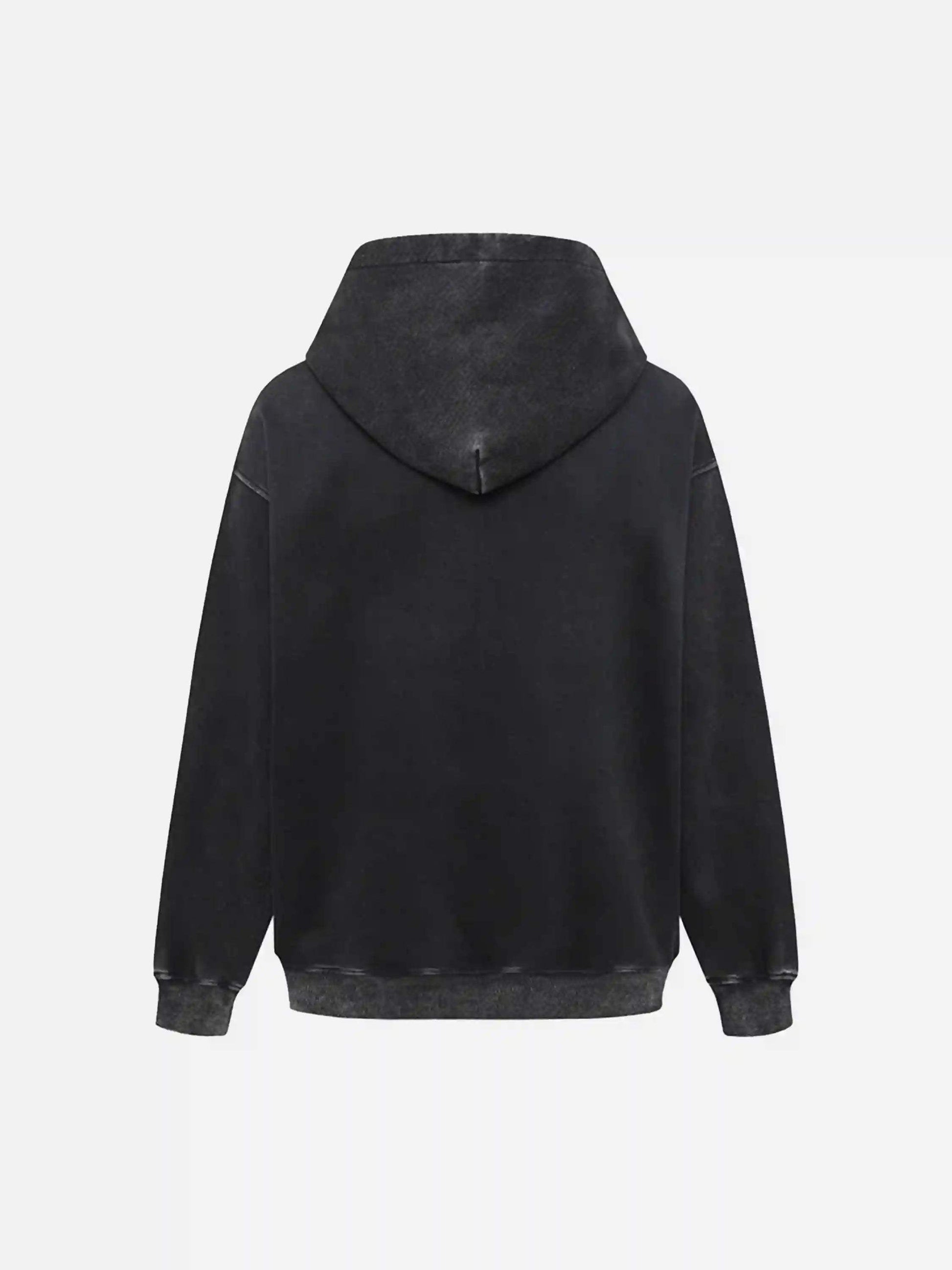 Disguisen Distressed 3D Steel Print Hip-Hop Pullover Hoodie