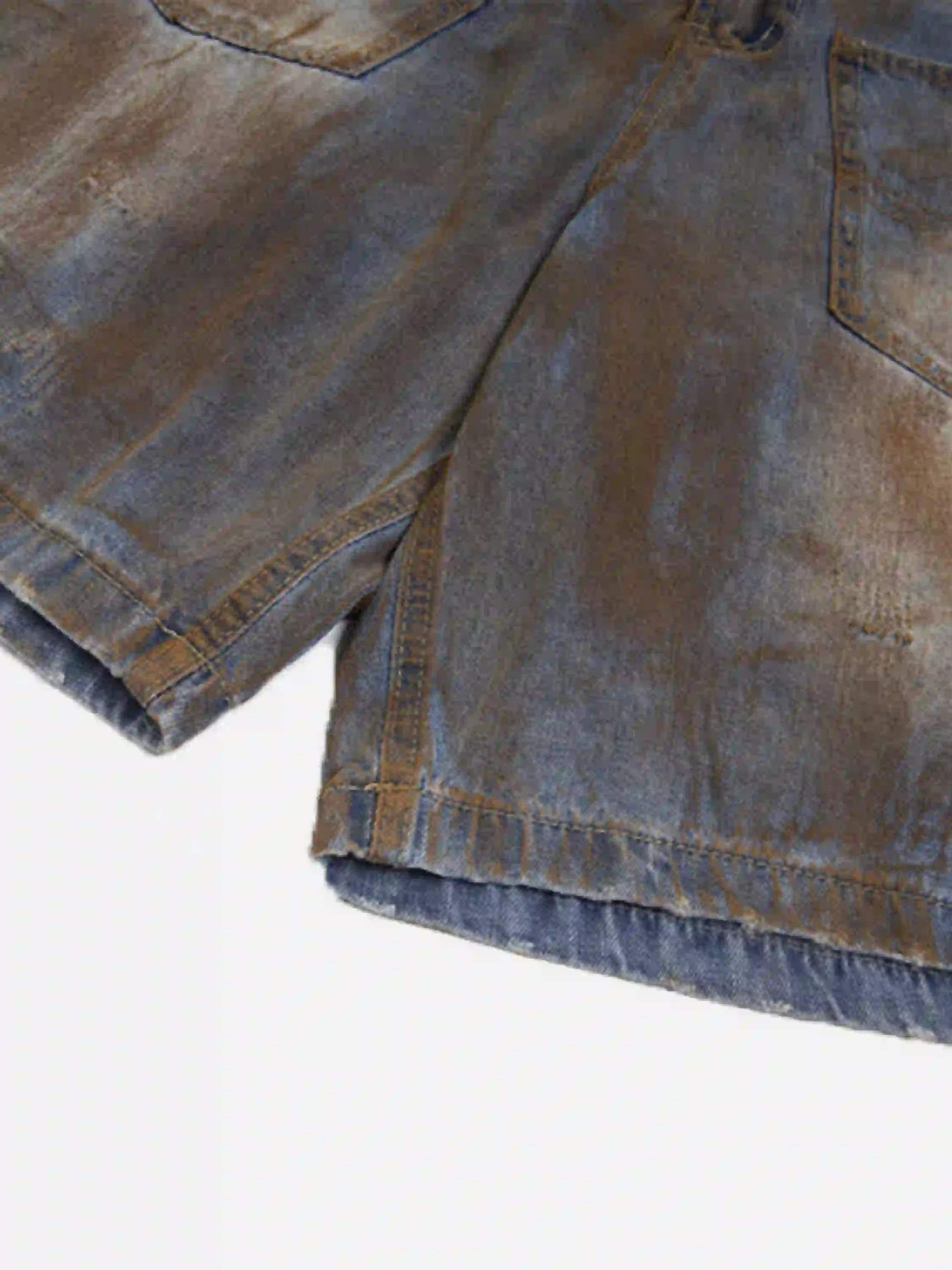Disguisen American Style Wasteland Style Wide-Leg Denim Jorts
