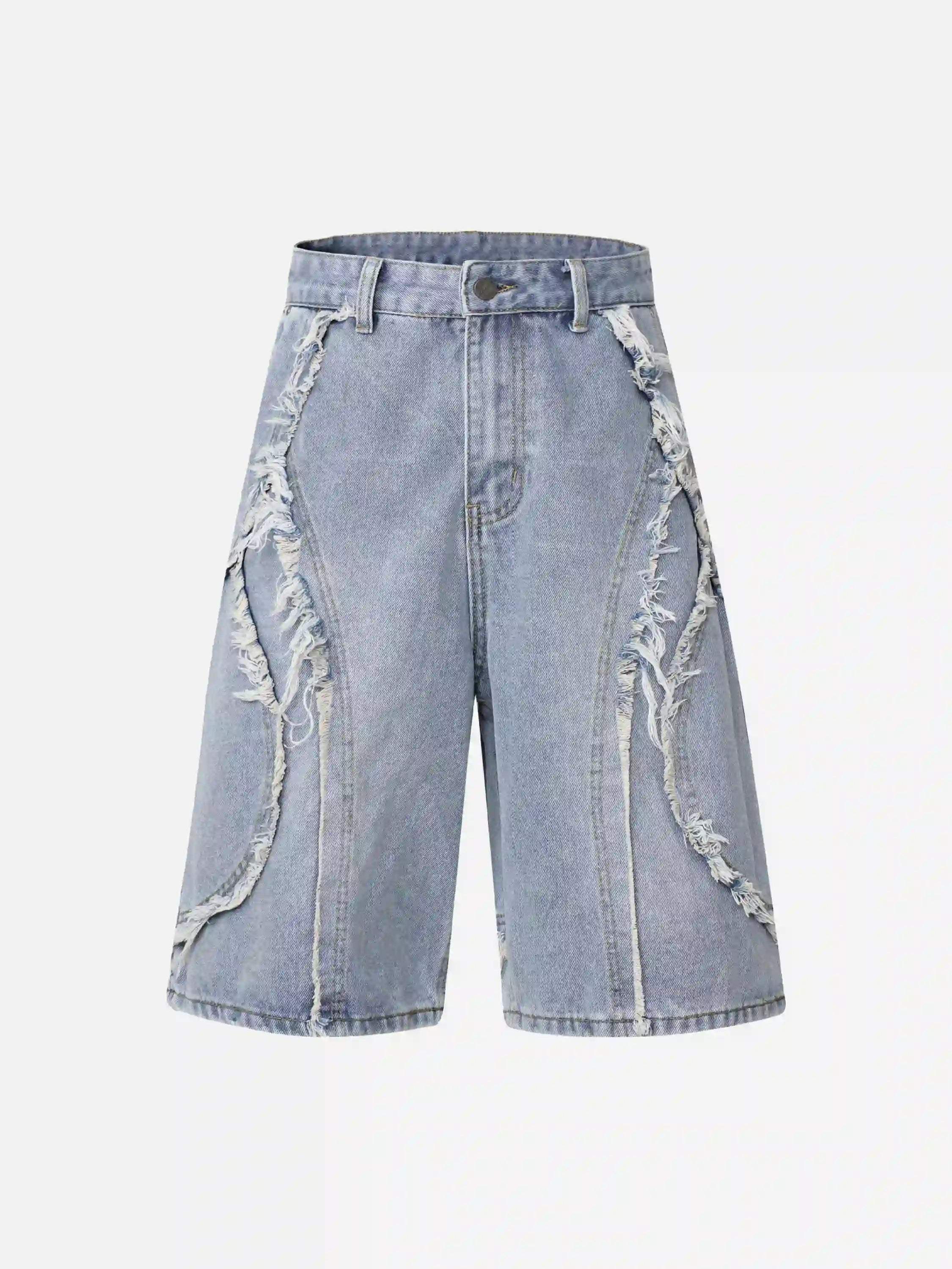 Disguisen Clean Fit Whisker Patchwork Cropped Denim Jorts