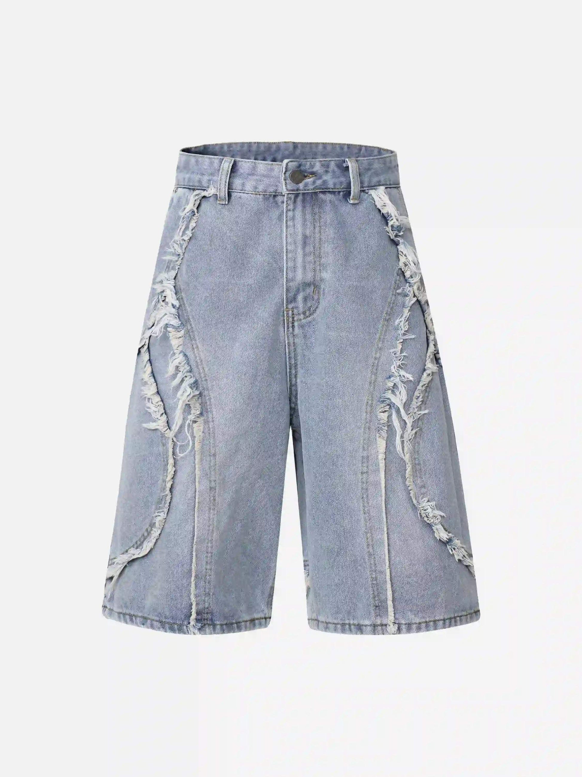 Disguisen Clean Fit Whisker Patchwork Cropped Denim Jorts